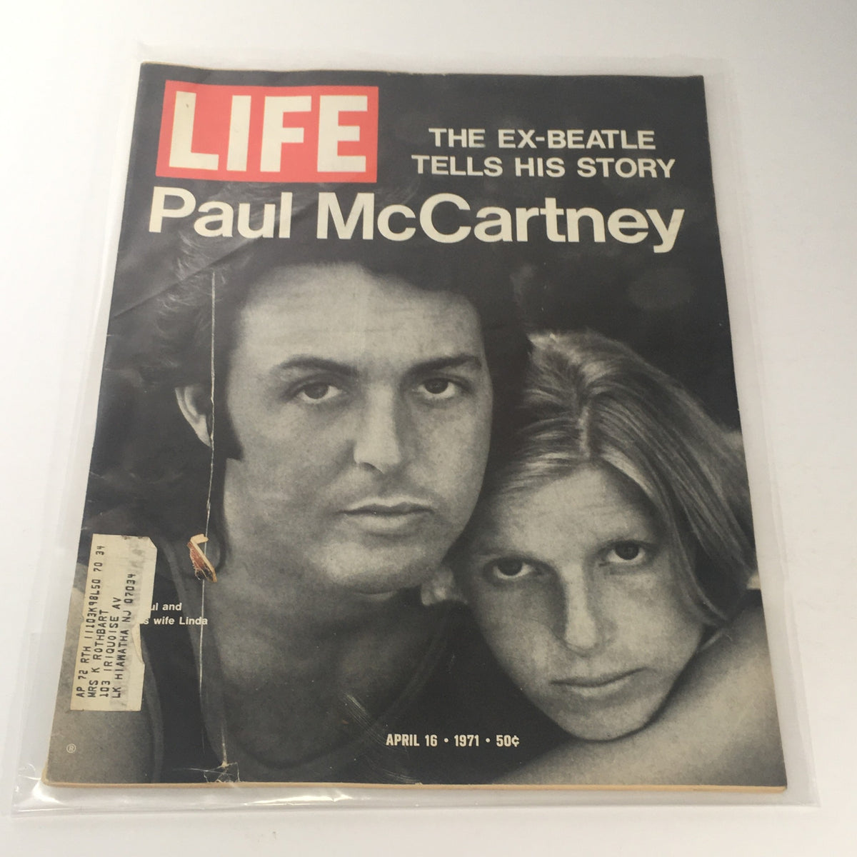 Vintage Life Magazine cover from April 16, 1971, featuring Paul McCartney, the ex-Beatle, sharing his story. This iconic magazine captures the essence of the early 70s and highlights McCartney's life after The Beatles.