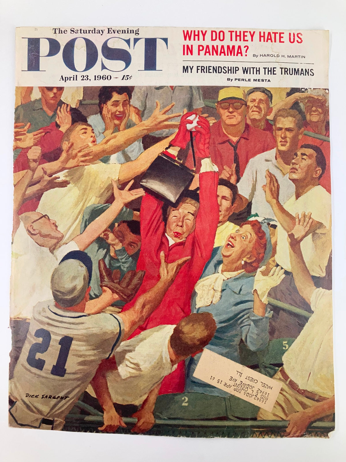 The Saturday Evening Post April 23 1960 cover featuring a vibrant illustration capturing a lively moment of friendship, showcasing an enthusiastic crowd celebrating, with the headline 'My Friendship with The Trumans' and dated April 23, 1960.