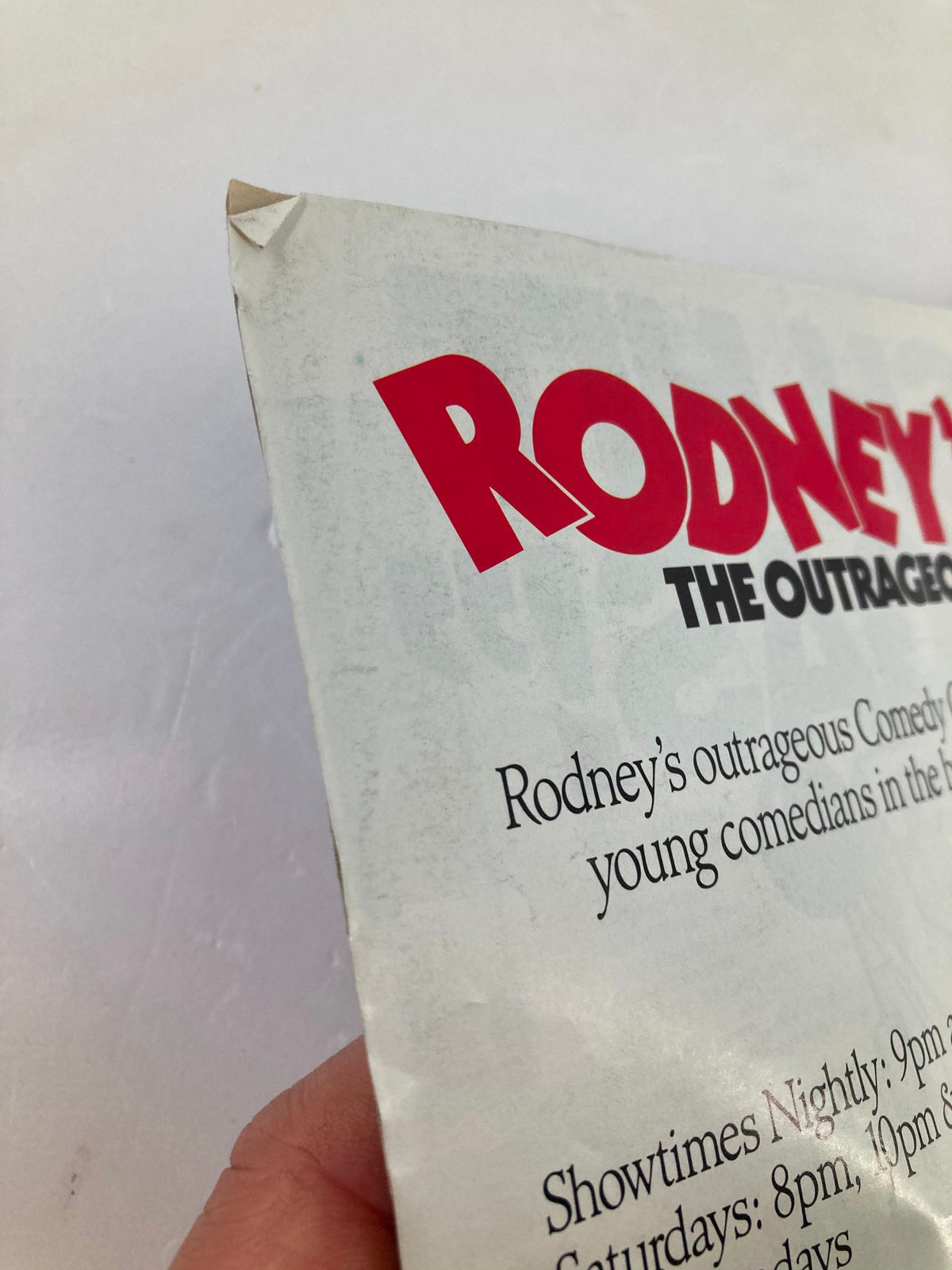 Another view of the back cover of VTG Showbiz Magazine January 8 1989, promoting Rodney's comedy shows and additional Las Vegas acts.