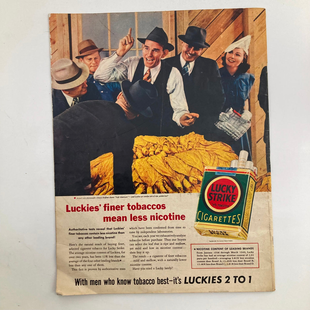Advertisement page from Look Magazine September 10 1940 promoting Lucky Strike cigarettes, featuring a group discussion around tobacco.