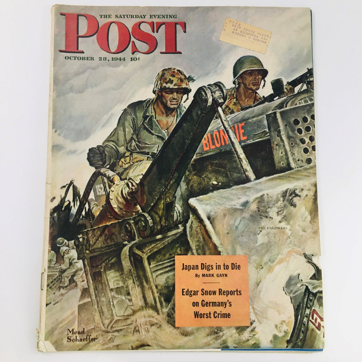 The Saturday Evening Post October 28 1944 The Engineers Cover by Mead Schaeffer