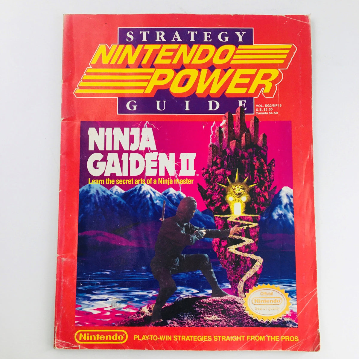 Cover of Nintendo Power Magazine Strategy Guide Ninja Gaiden II featuring a ninja in action, showcasing vintage gaming art from 1990.