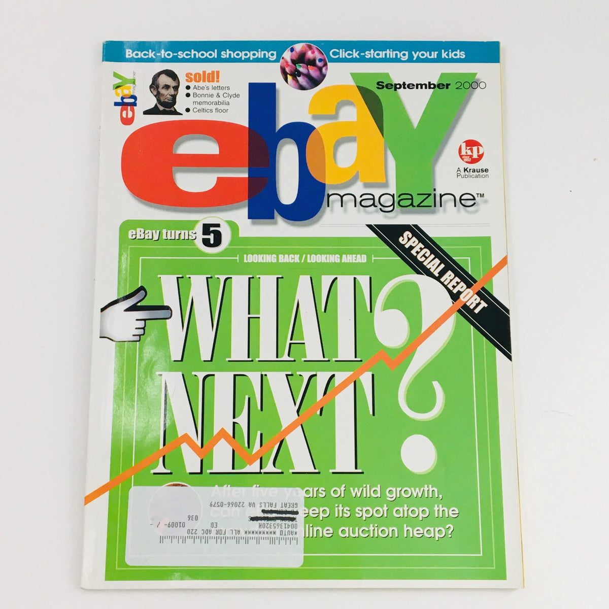 Cover of eBay Magazine September 2000 featuring the title 'What Next?' and a special report, highlighting eBay's growth and the evolving landscape of online trading.