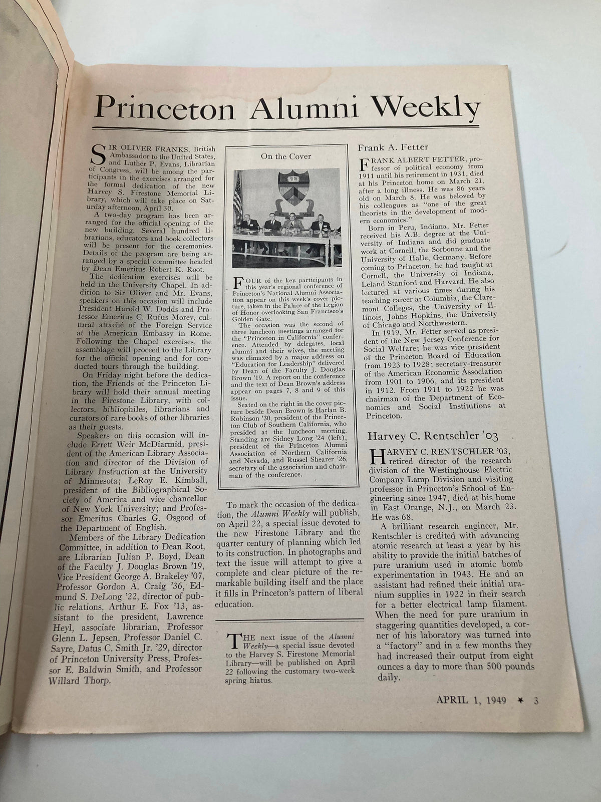 Vintage Princeton Alumni Weekly April 1 1949 Princeton National Alumni Association