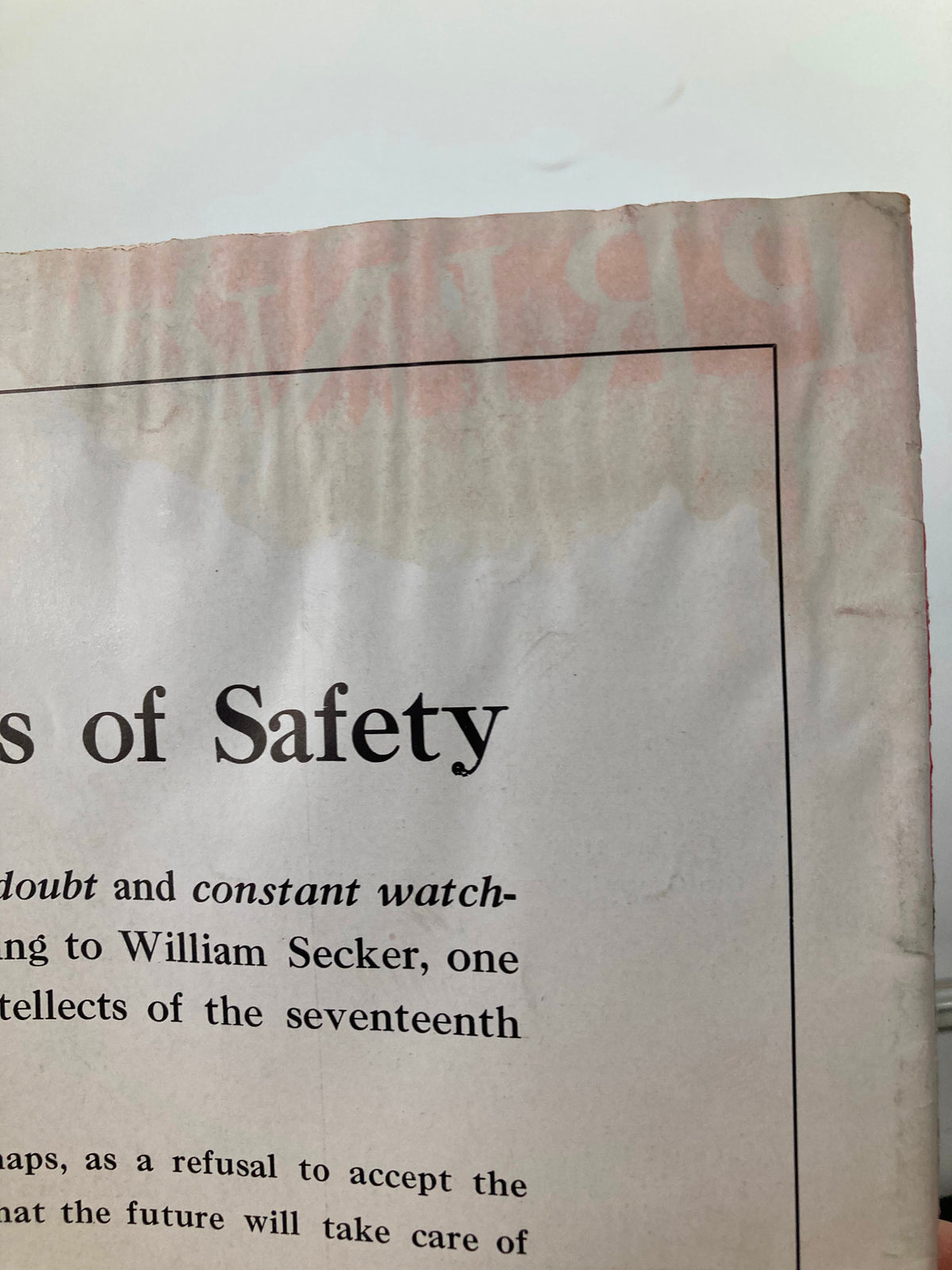 Close-up image showing a page from the VTG Princeton Alumni Weekly June 9, 1941, highlighting the title and content discussing themes relevant to safety and historical perspectives.