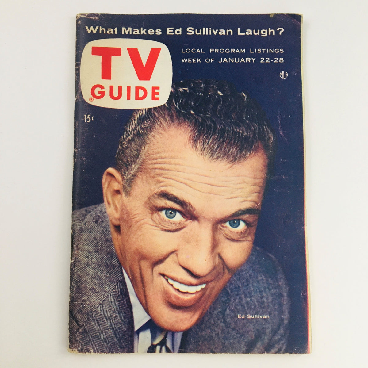 TV Guide Magazine January 22 1955 Vol 3 #4 cover featuring American TV personality Ed Sullivan with a bright smile and engaging expression. The magazine highlights local program listings for the week and captures the essence of television in the 1950s.