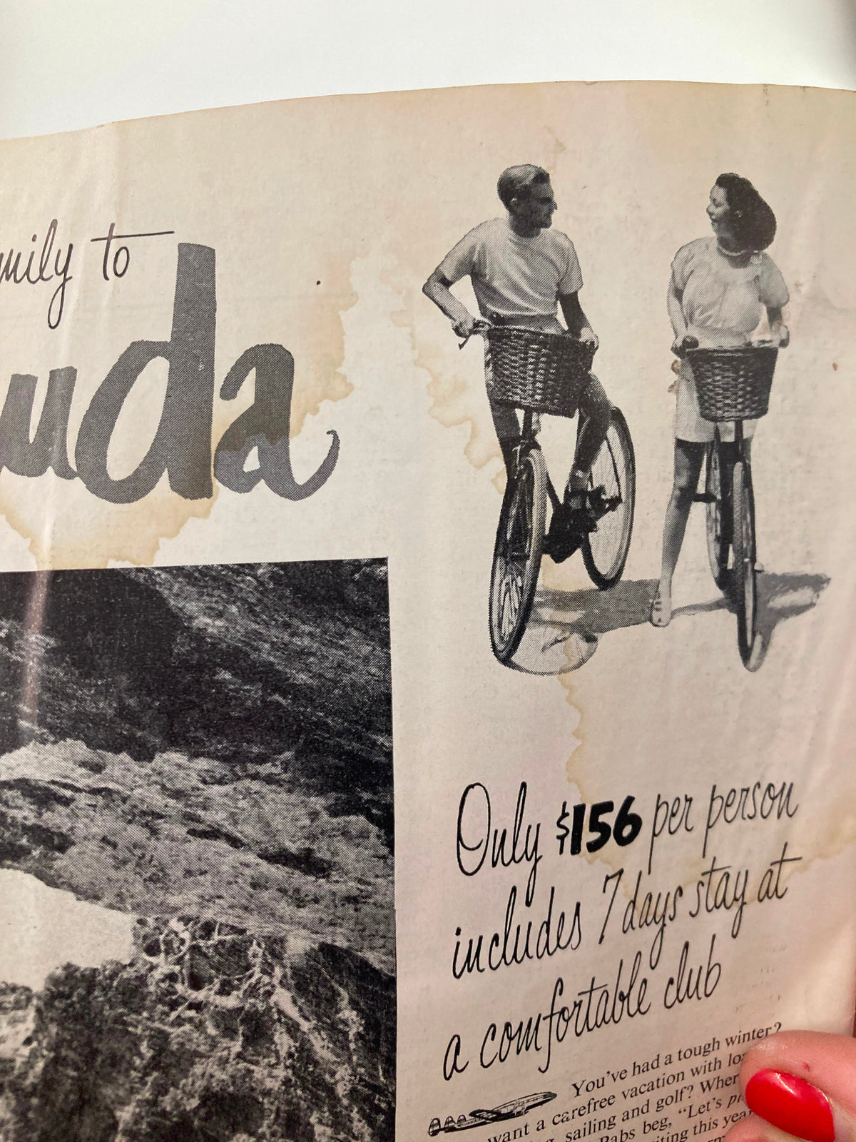 Interior page of the VTG Princeton Alumni Weekly May 5 1950 featuring an advertisement for Bermuda vacations at a sign-up price.