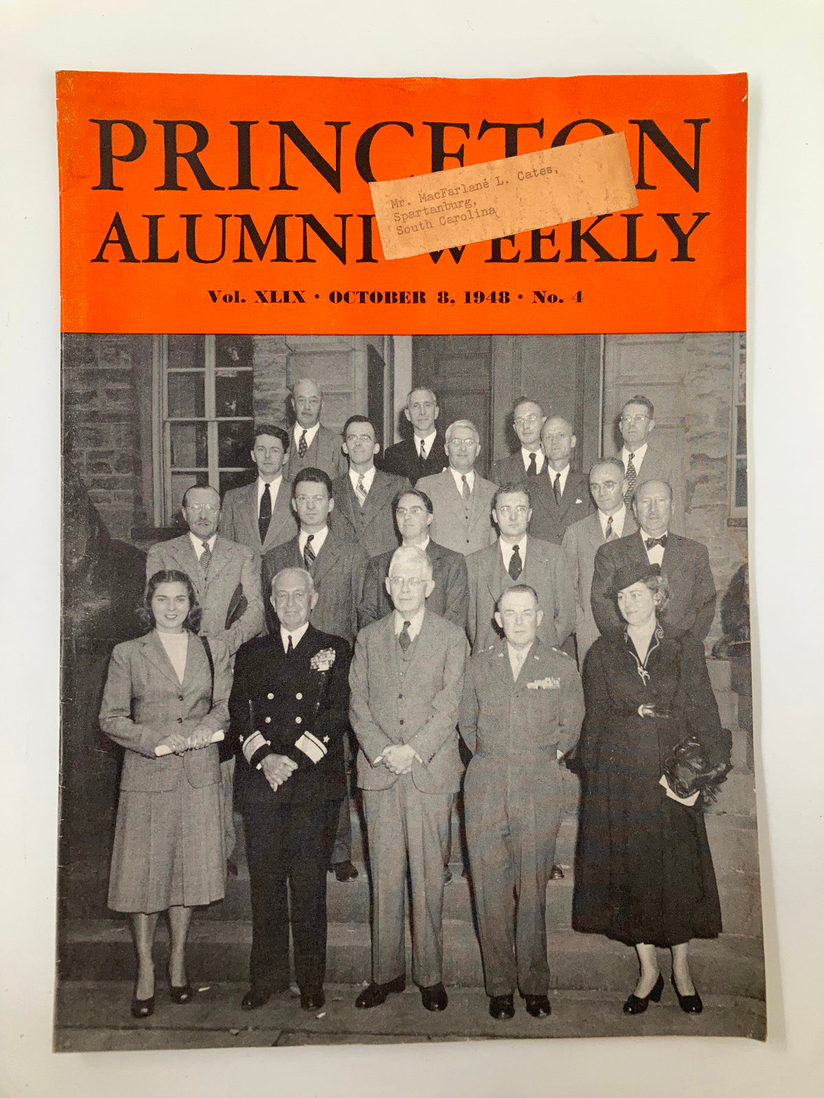 VTG Princeton Alumni Weekly October 8, 1948 cover featuring alumni recipients of the Certificate of Merit, showcasing a group photo of awardees standing in front of Nassau Hall.