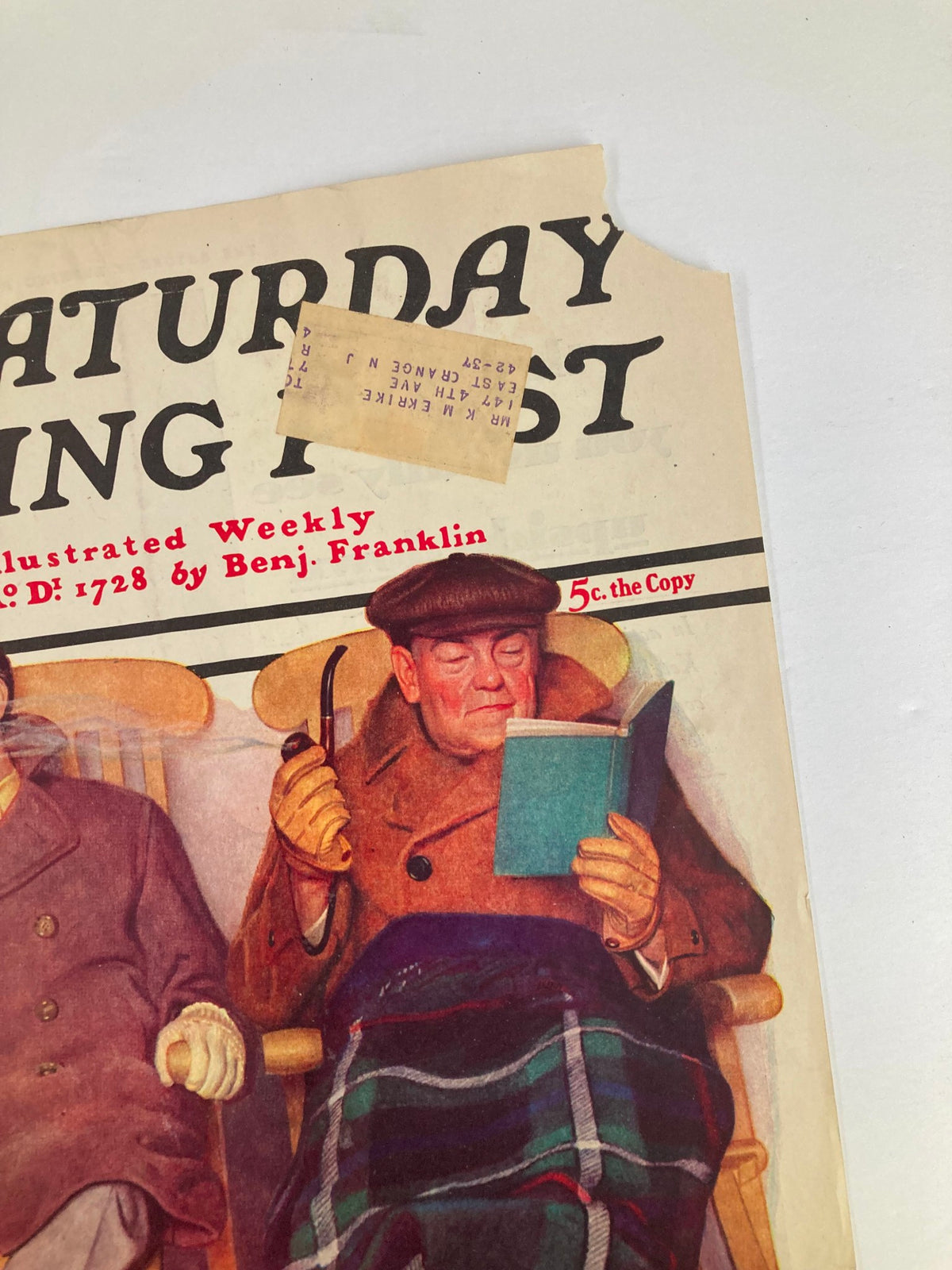 Cover of The Saturday Evening Post January 16 1937 featuring the artwork titled 'Big Business What Now?', showcasing vintage characters and historical details with an address label on the back.