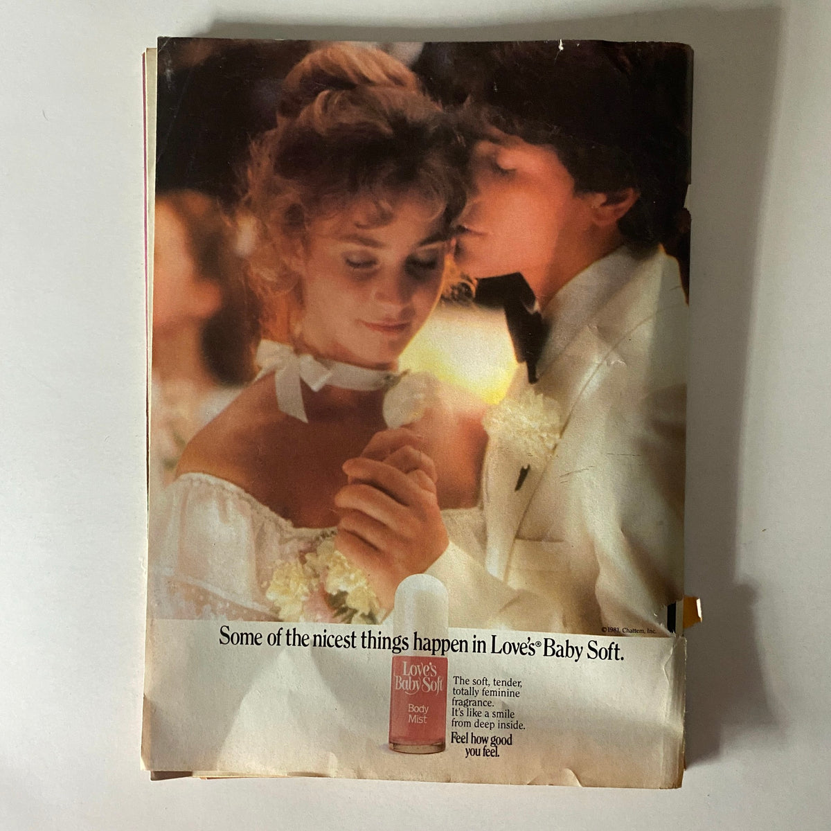 Back cover of Tiger Beat Magazine December 1981 featuring an advertisement for Love's Baby Soft, highlighting a romantic moment.