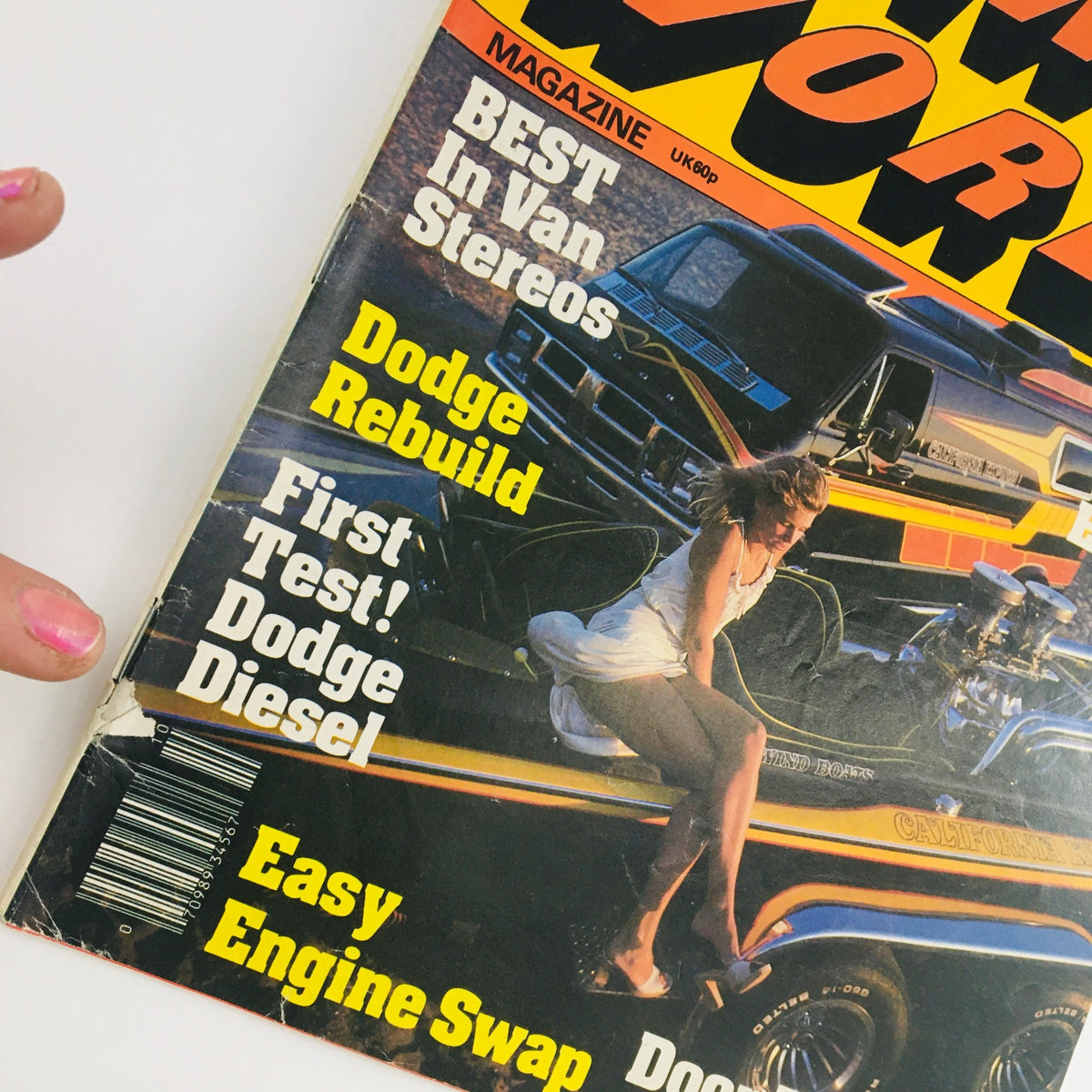 Close-up view of Van World Magazine October 1978 cover showcasing features like Dodge Rebuild, Easy Engine Swap, and First Test! Dodge Diesel, reflecting the DIY spirit of the late '70s.