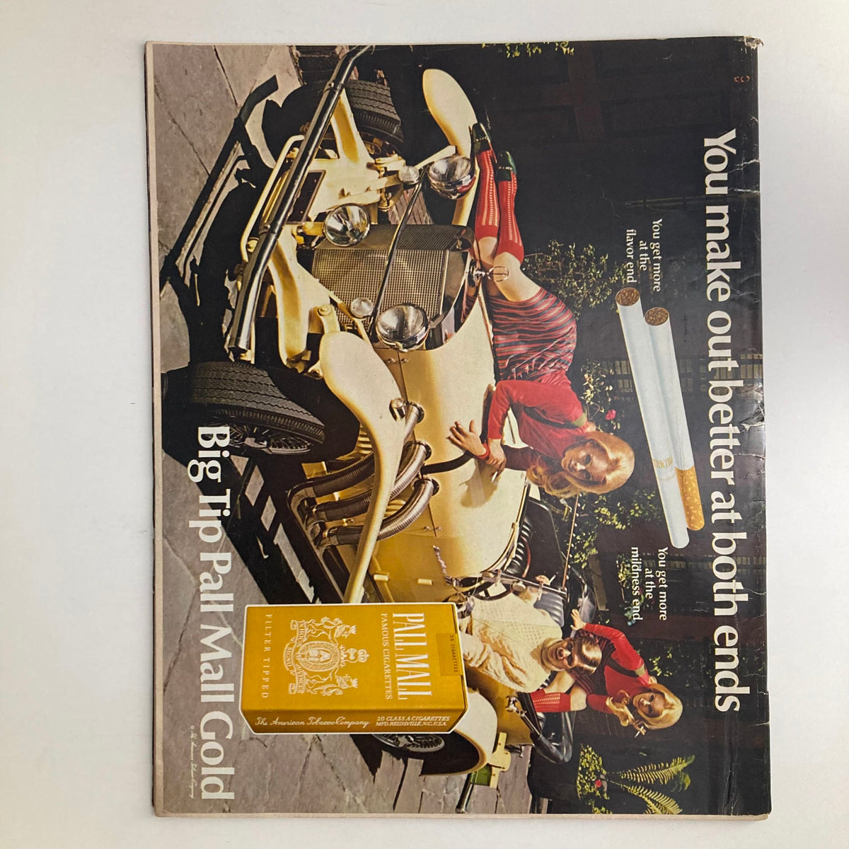 Cover of VTG Look Magazine from November 26, 1968 featuring a playful advertisement for Pall Mall Gold cigarettes with a stylish vintage car and models, highlighting the magazine's theme of The Agony of Life centered on Rose Kennedy.