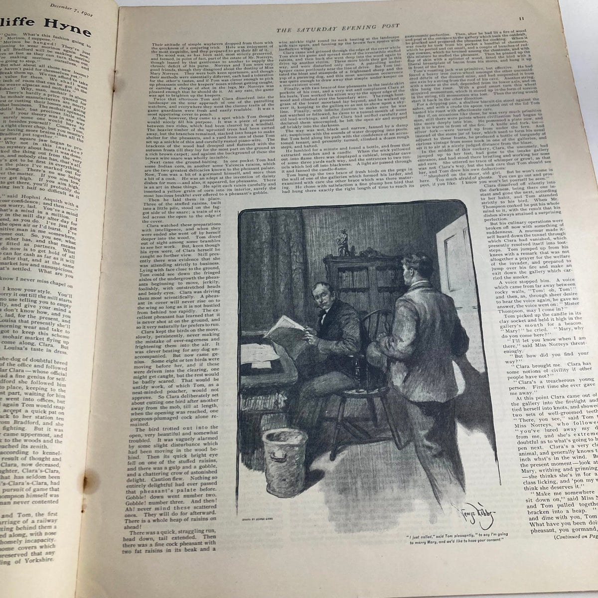 Additional interior page from the Saturday Evening Post Magazine December 7, 1901, showcasing an illustration accompanying an article and text content.