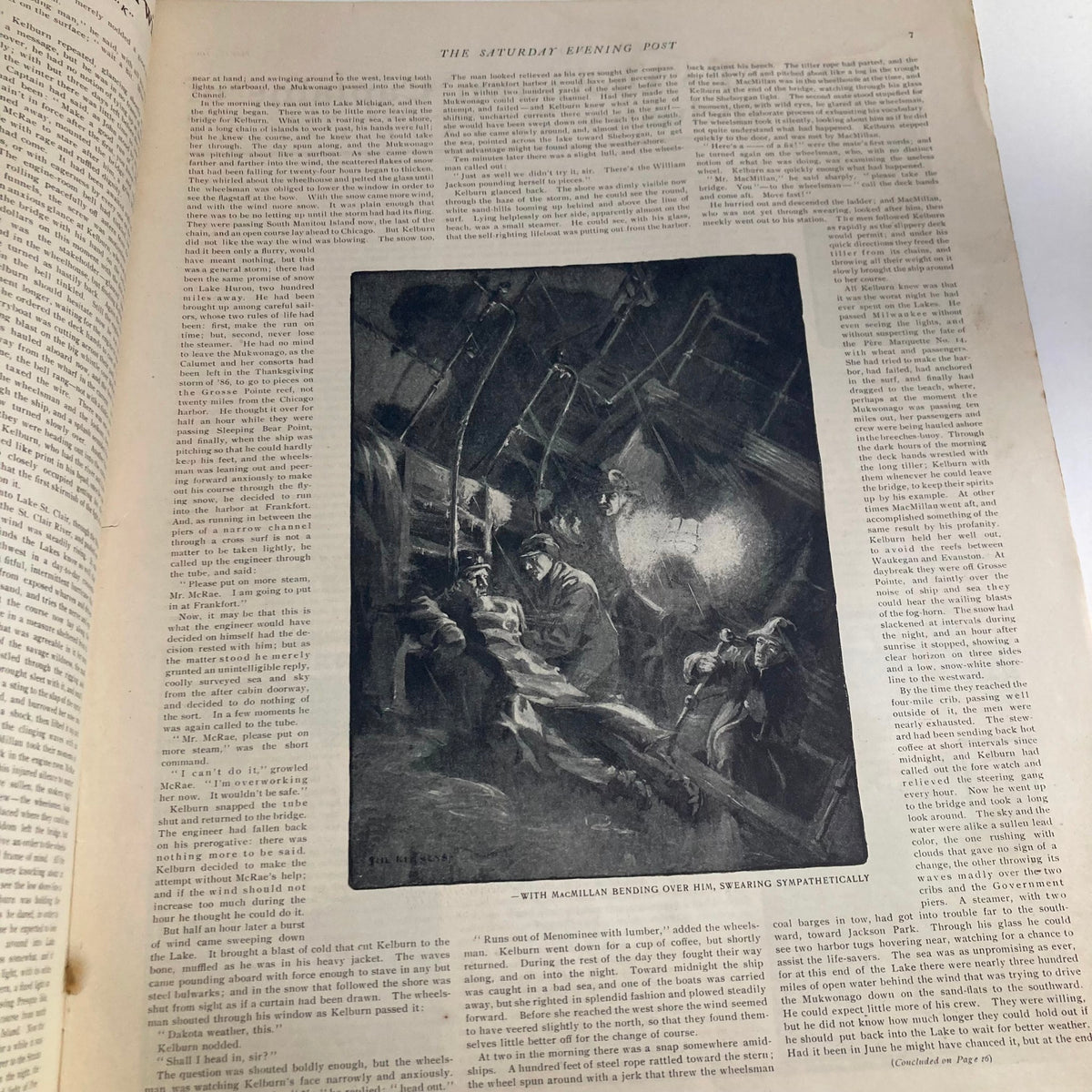 Interior page of the Saturday Evening Post Magazine from May 17, 1902, showcasing an illustration depicting a dramatic scene under the title 'THE SATURDAY EVENING POST'.