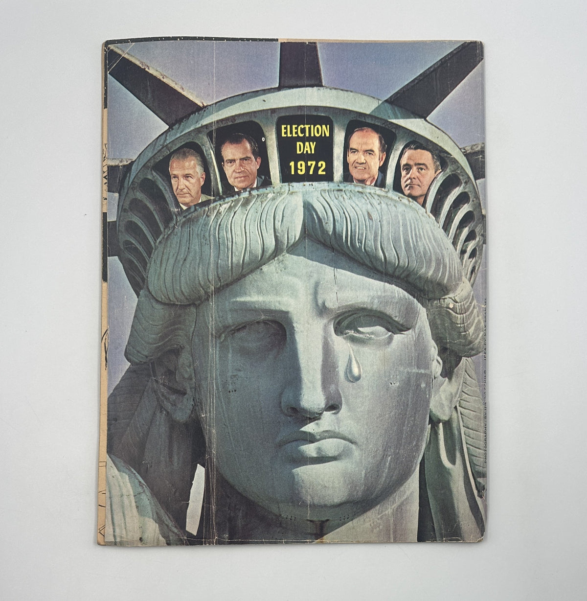 Cover of MAD Magazine No. 155 from December 1972 titled 'The Odd Father', featuring an illustration of the Statue of Liberty with images of political figures above, highlighting 'Election Day 1972'.