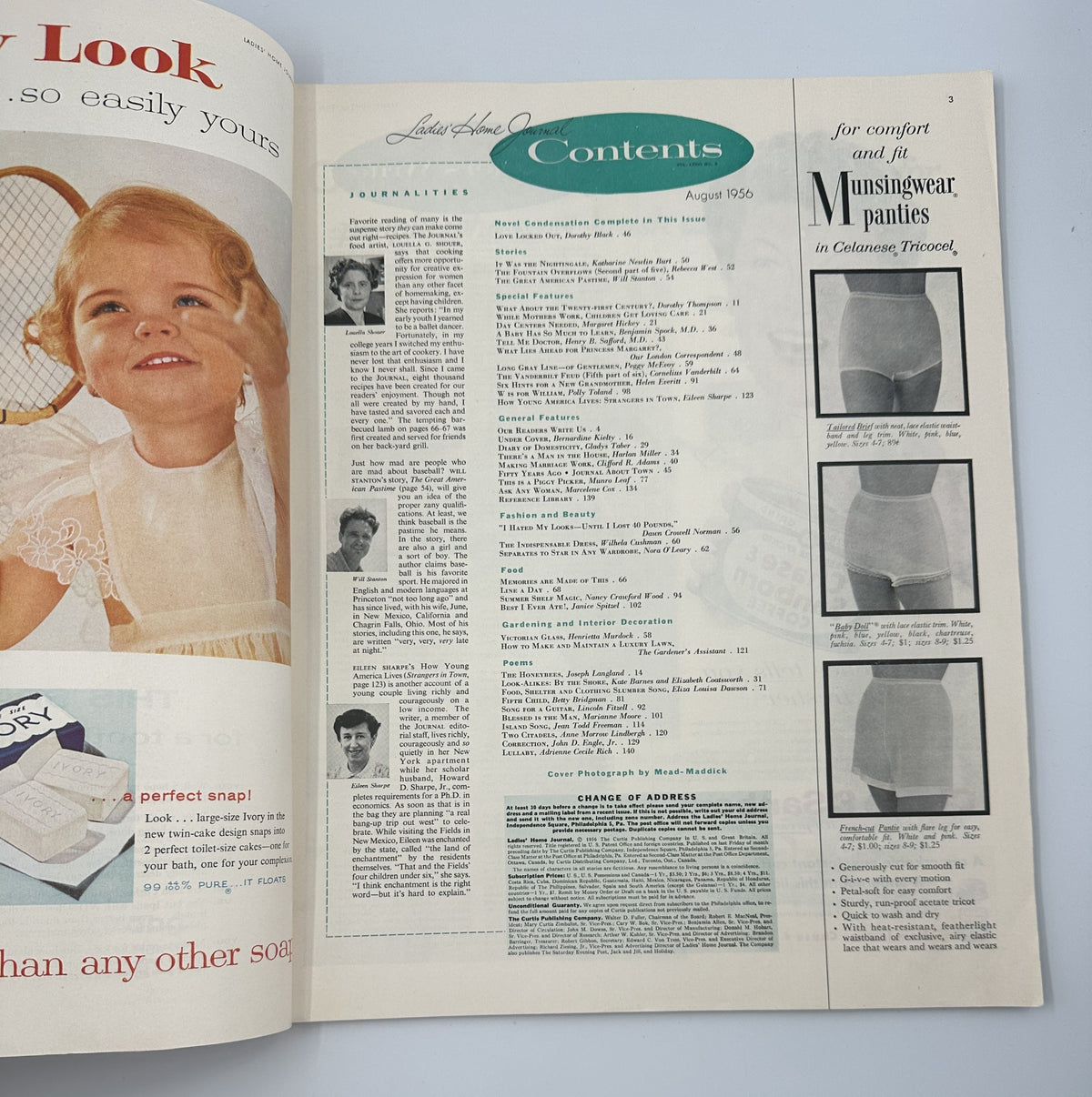 Ladies' Home Journal Magazine August 1956 Princess Margaret, Benjamin Spock