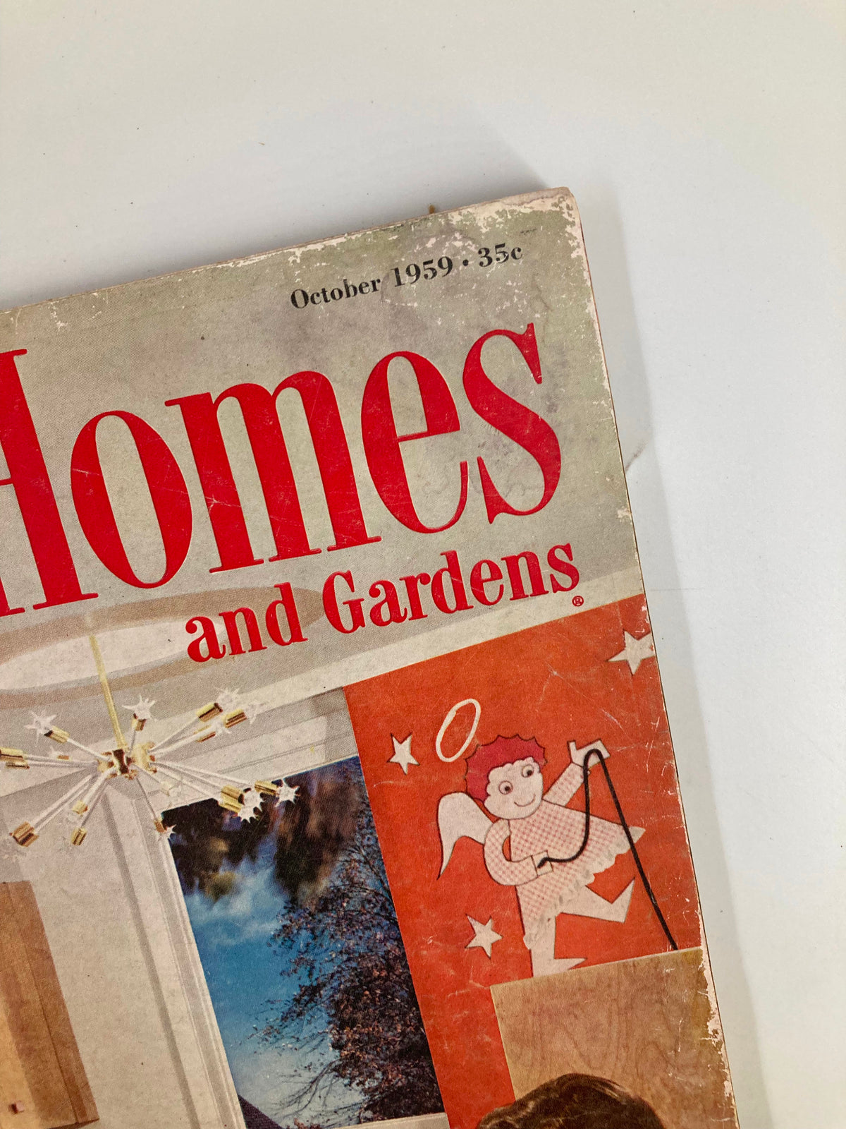 Cover of VTG Better Homes & Gardens Magazine October 1959 featuring an angelic figure and the title prominently displayed, capturing mid-century design aesthetics.