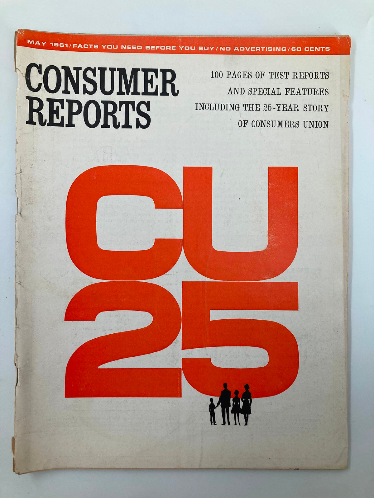 VTG Consumer Reports Magazine May 1961 showcasing the cover design featuring bold graphics and the title 'Consumer Reports' with notable details about the issue.