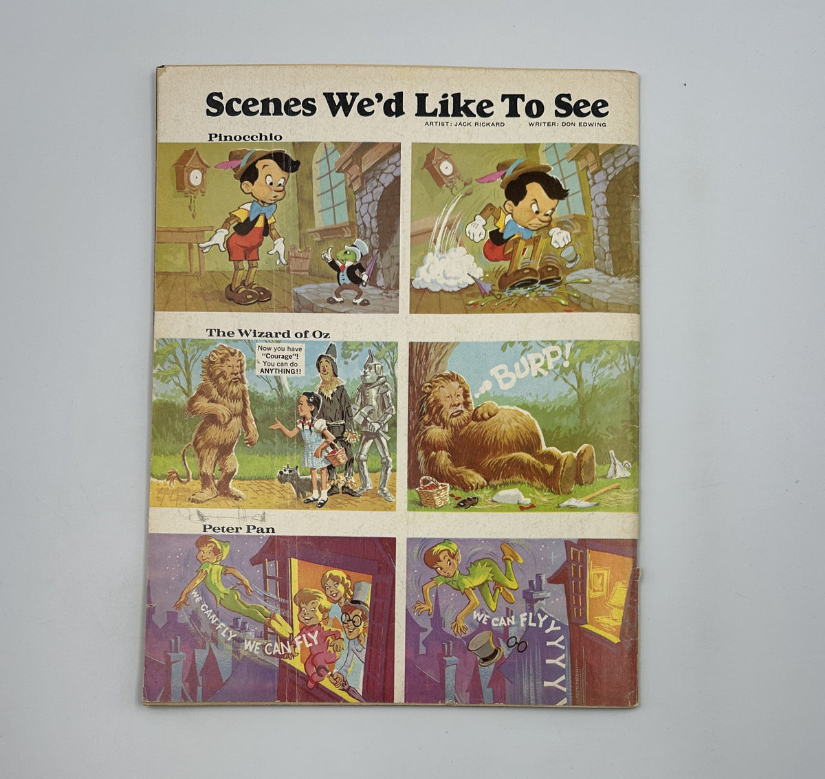 Back cover illustration of MAD Magazine No. 123 depicting a humorous take on classic fairy tales such as 'Pinocchio,' 'The Wizard of Oz,' and 'Peter Pan'.