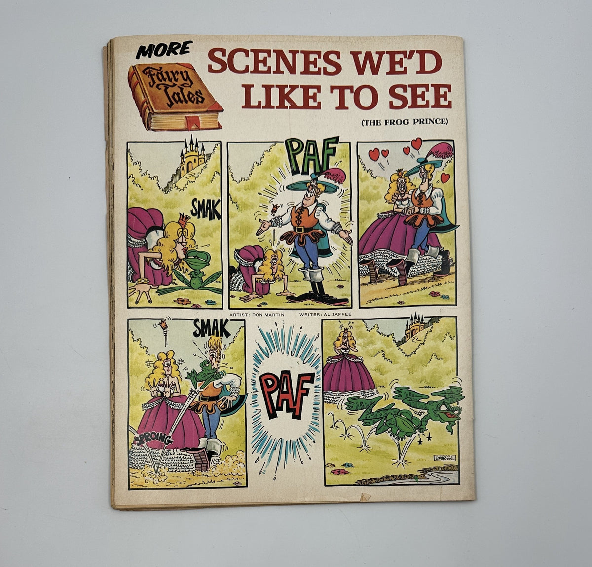 Back cover of MAD Magazine No. 200 from July 1978 featuring a comic strip titled 'Scenes We'd Like to See (The Frog Prince)' by Don Martin.