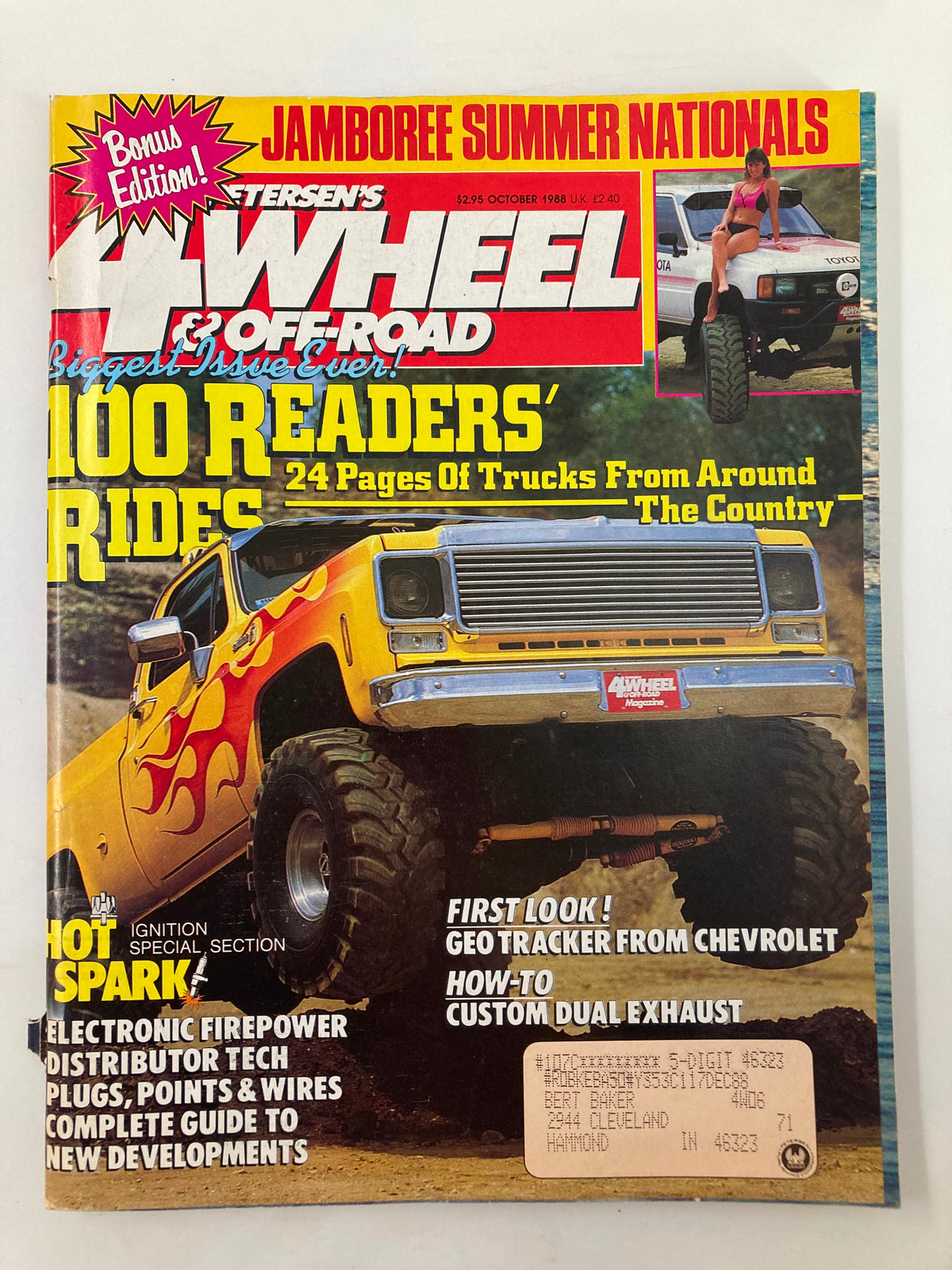 Cover of Petersen's 4 Wheel & Off-Road Magazine from October 1988 featuring Michael Boyd's '78 Chevy, showcasing bold graphics and details on off-road vehicles and customization.