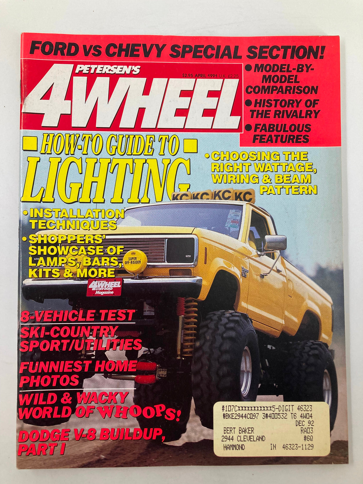 Cover of Petersen's 4 Wheel & Off-Road Magazine, April 1991, featuring Doug Hanyzewski's Ford Ranger with bold titles highlighting off-road topics, vintage design, and articles.