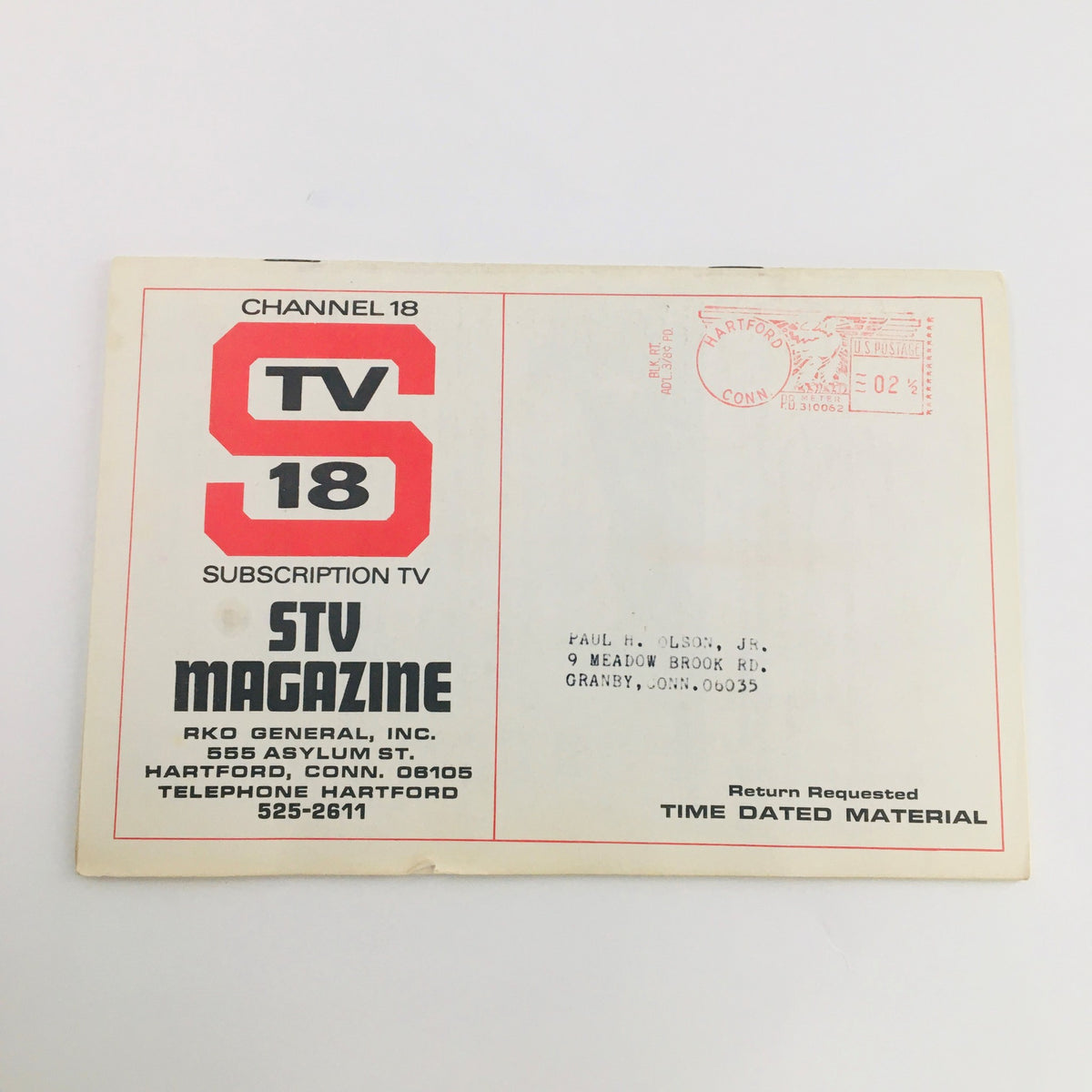 Back cover of STV Magazine Subscription TV, displaying address label and postal information, relevant to the May 13 to May 26, 1967 magazine issue.