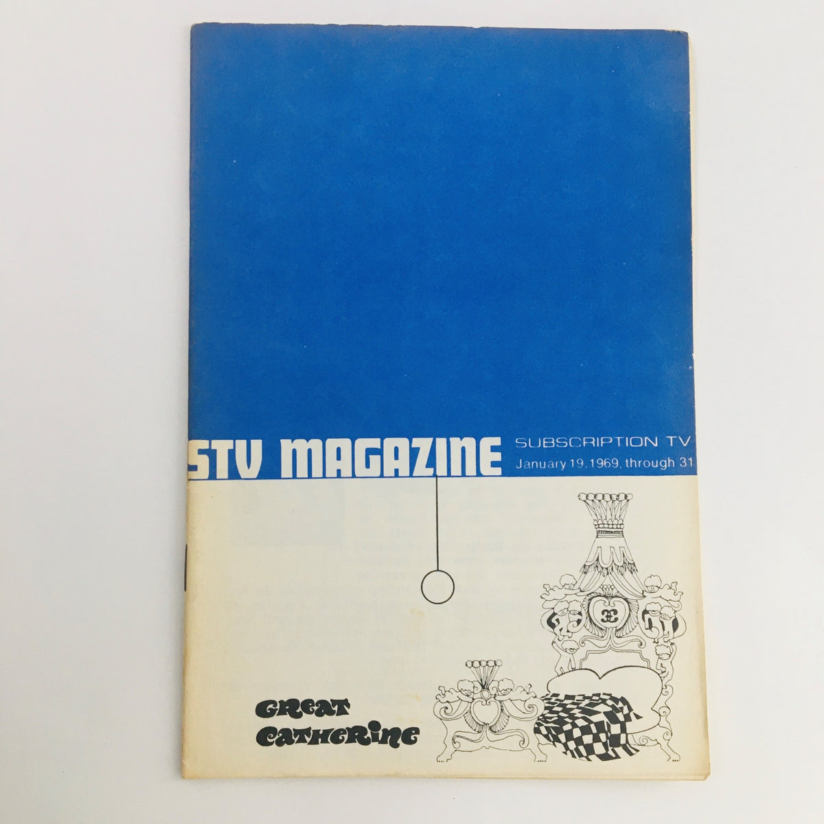Cover of STV Magazine Subscription TV from January 19-31, 1969, featuring a bold blue design and the title 'Great Catherine' starring Jeanne Moreau, a nostalgic piece of television history.