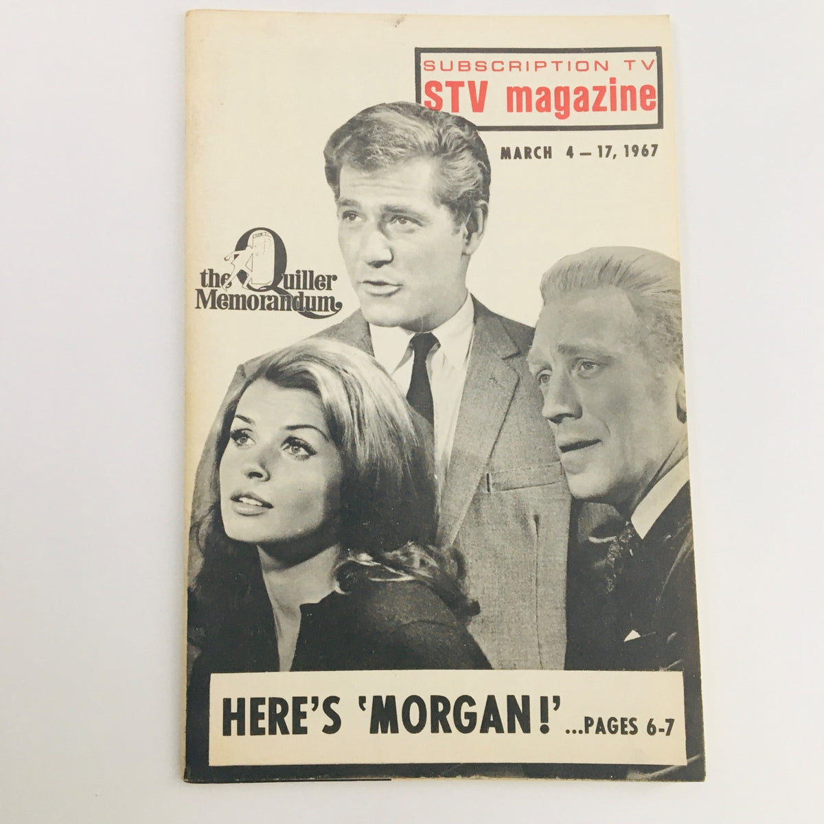 Cover of STV Magazine Subscription TV from March 14-17, 1967, featuring Senta Berger, showcasing 'The Quiller Memorandum' and a captivating image with actors.