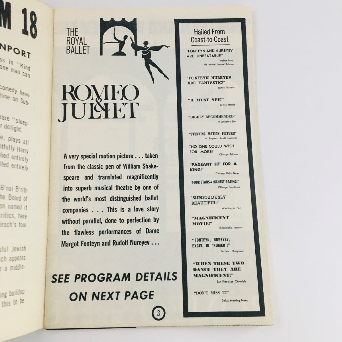 Interior page of STV Magazine Subscription TV, highlighting the advertisement for the ballet 'Romeo and Juliet' starring Margot Fonteyn and Rudolf Nureyev, from the March 14-17, 1967 issue.