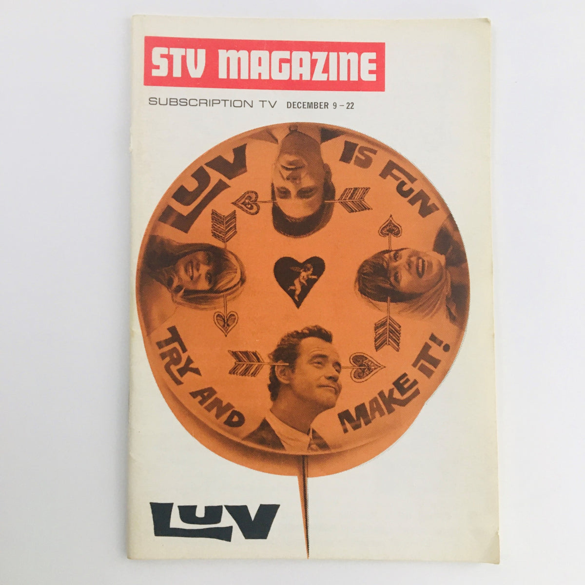 Cover of STV Magazine Subscription TV December 9-22, 1968 featuring Jack Lemmon and Elaine May from the film Luv with a vibrant design.