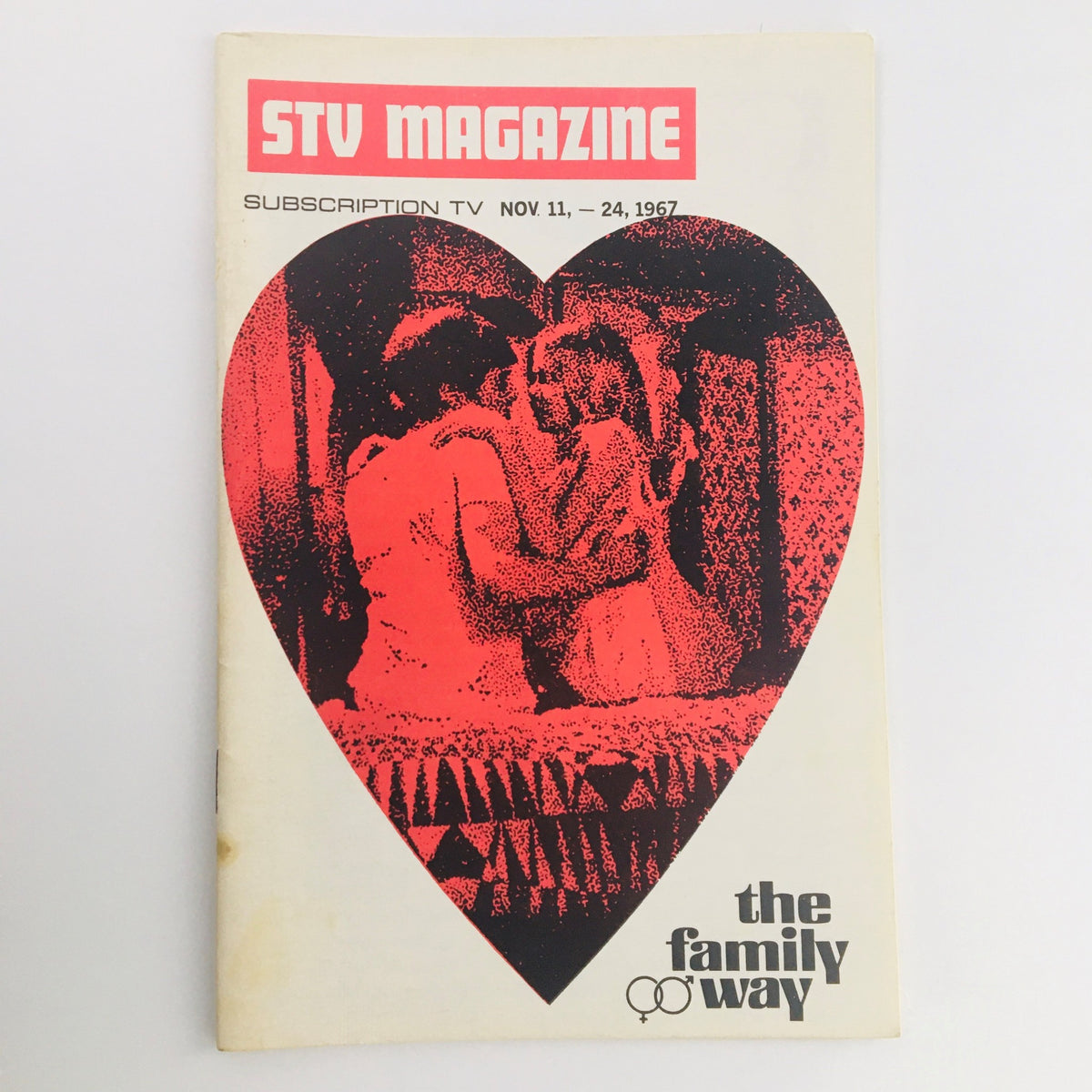 Cover of STV Magazine Subscription TV from November 11-24, 1967 featuring a bold red heart design and the title 'The Family Way' with a vintage illustration.