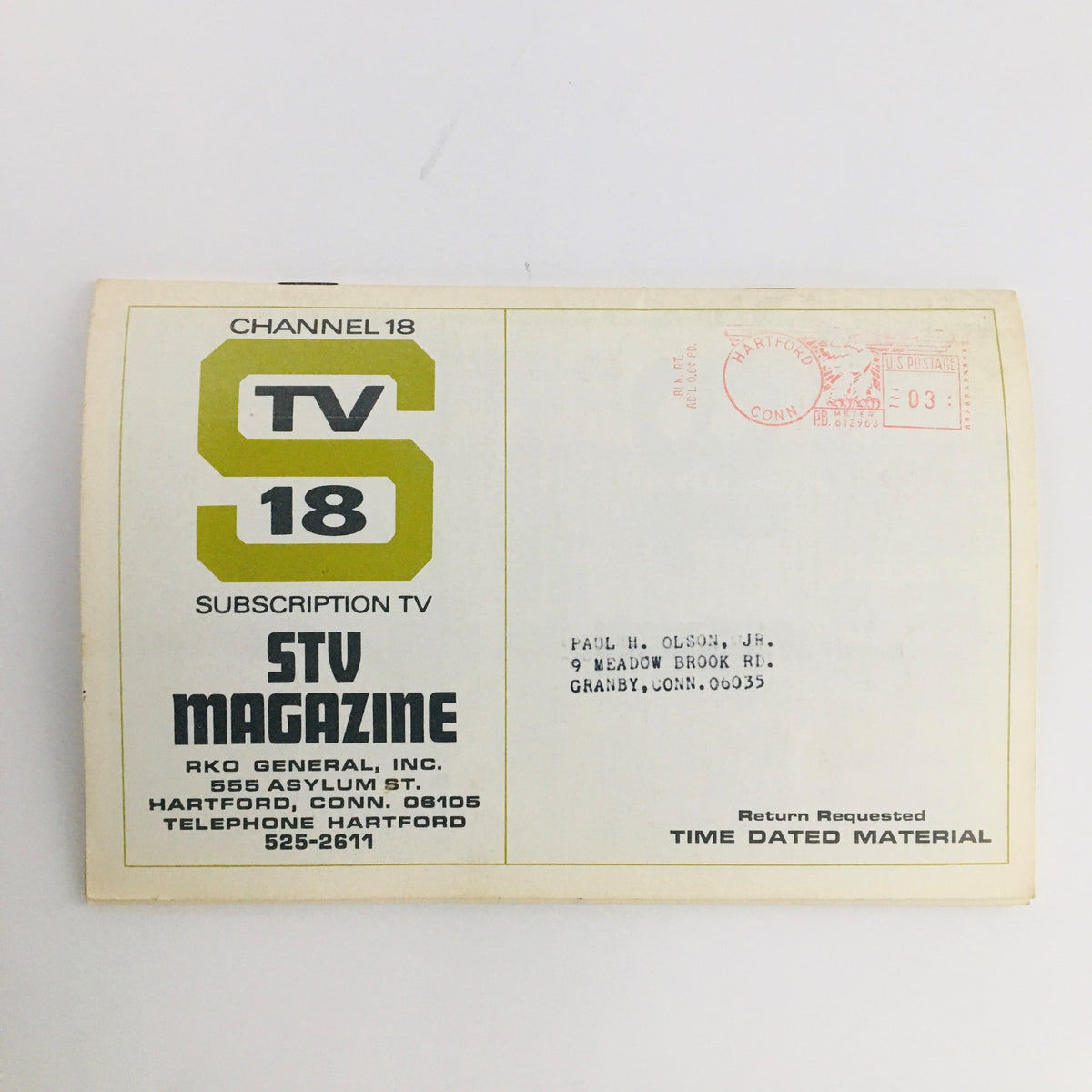Back cover of STV Magazine Subscription TV from July 20 to August 2, 1969, displaying subscription details and a mailing address.