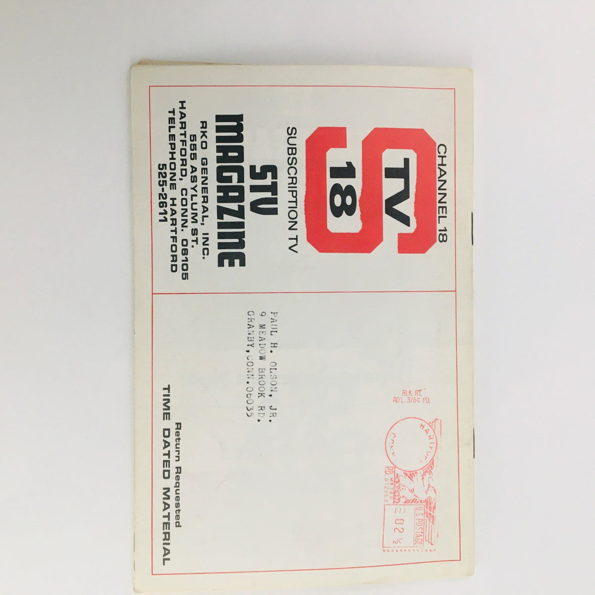 Back cover of STV Magazine Subscription TV displaying the address label and return information, promoting the vintage edition from August 19 to September 1, 1967.