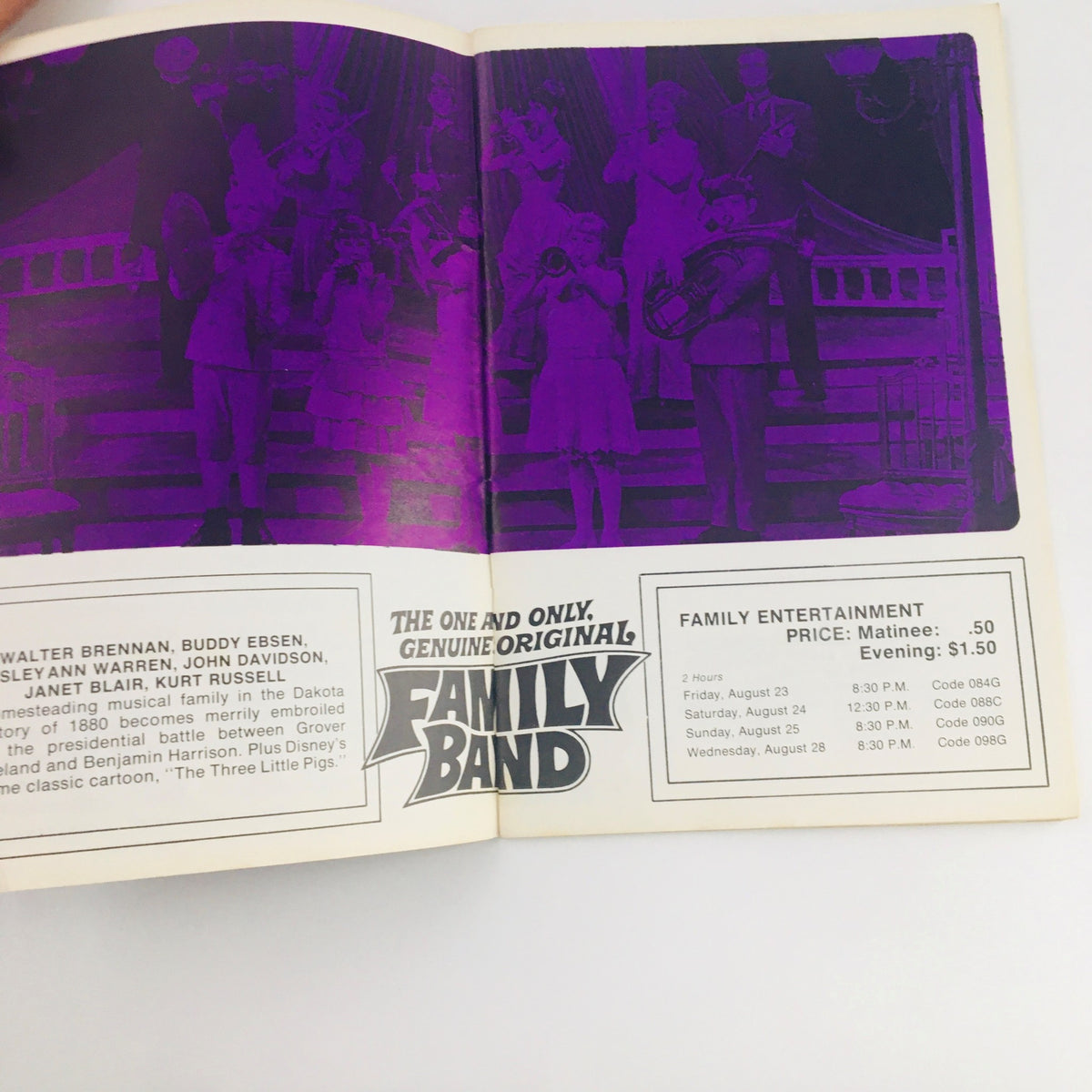 Inside page of STV Magazine Subscription TV August 17-30, 1968 featuring details about the 'Family Band' show with performance schedule.