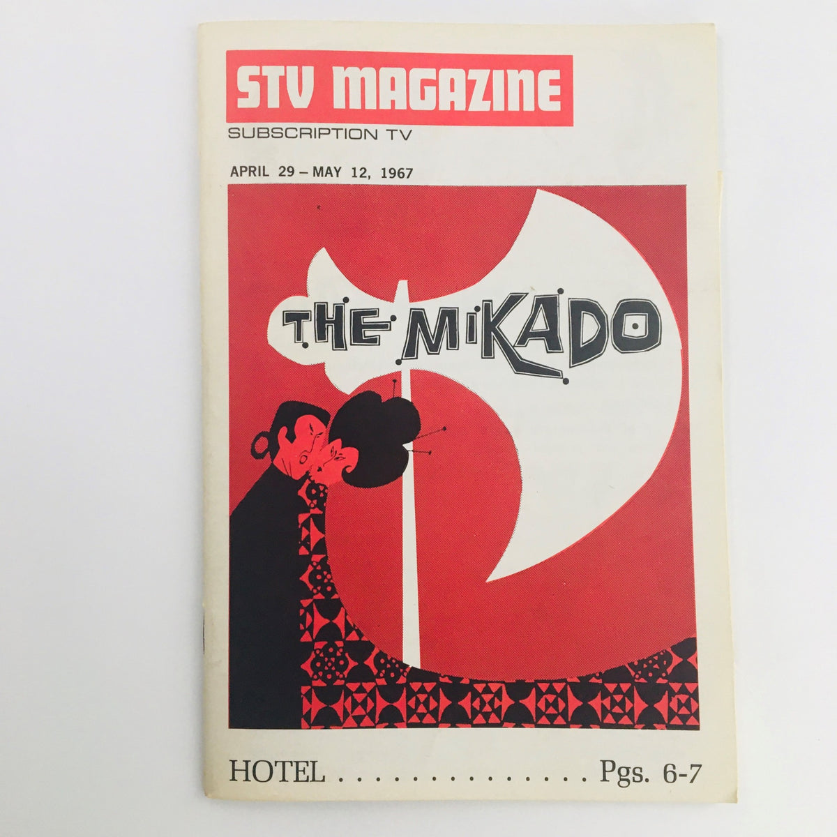 STV Magazine Subscription TV April 1967 featuring 'The Mikado' musical on the cover, showcasing vibrant illustrations and classic design.