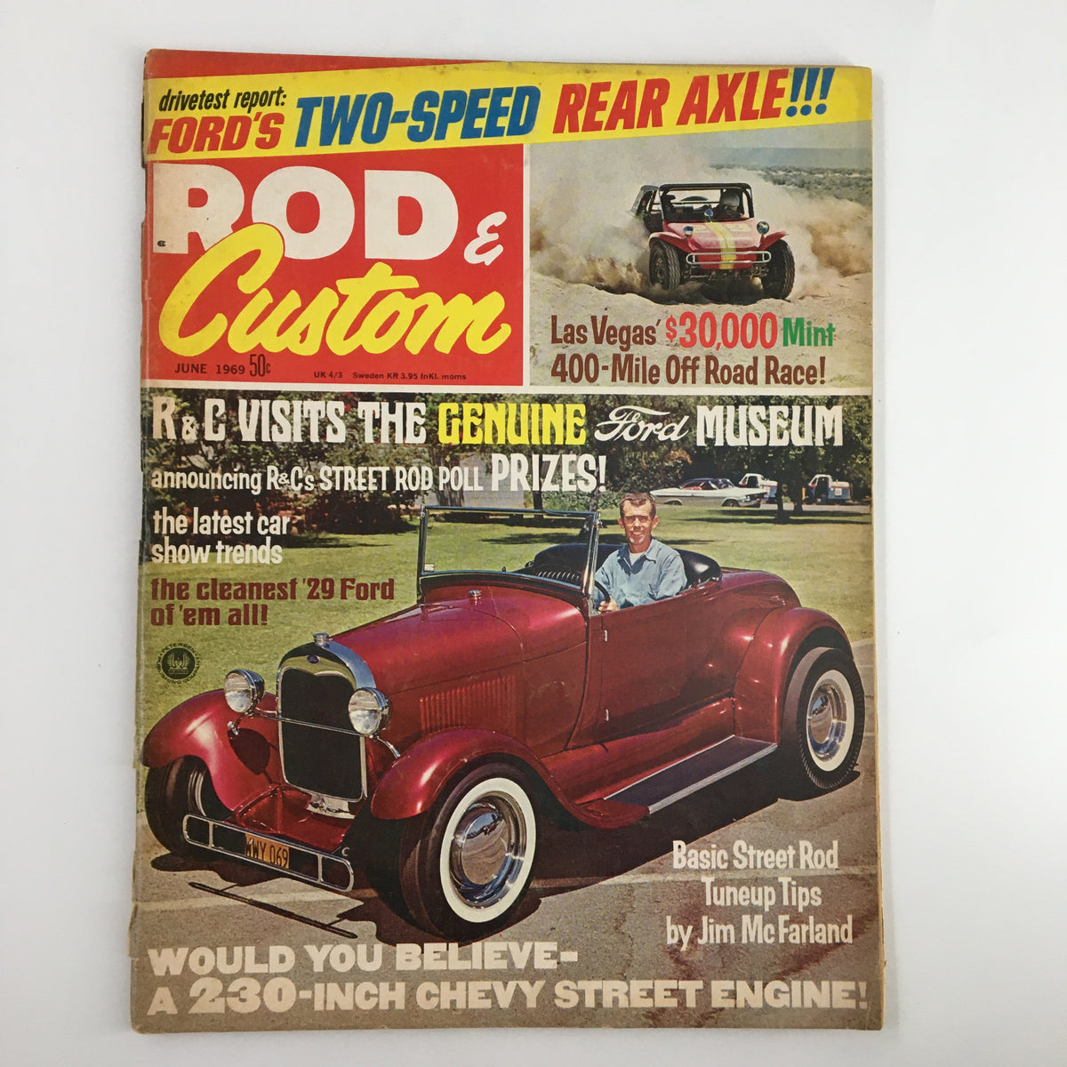 VTG Rod & Custom Magazine June 1969 Cover featuring the Cleanest '29 Ford, showcasing classic car culture with vibrant colors and nostalgic themes.