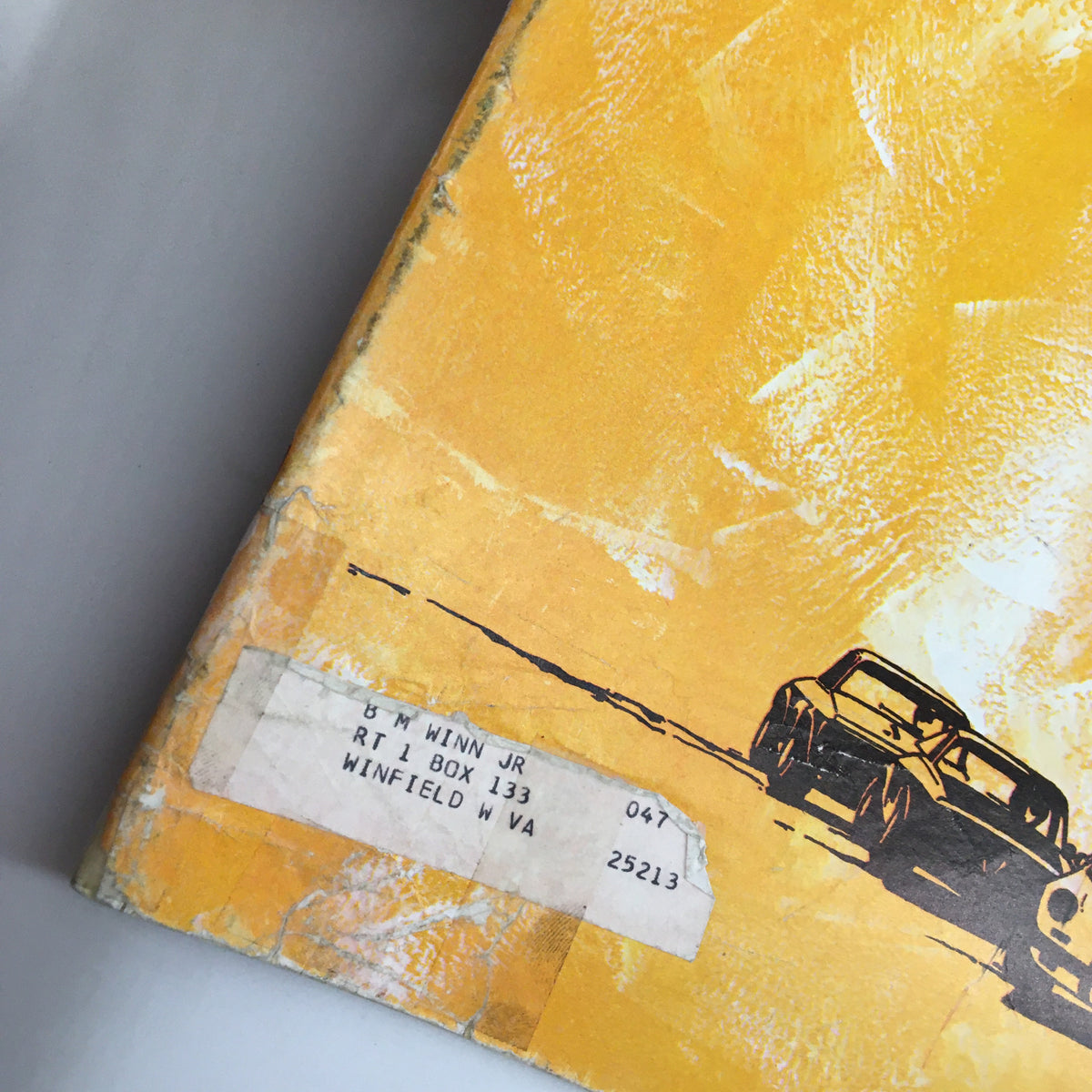 Detail of the back cover of Sports Car Magazine from May 1971, displaying an address label, reinforcing its collectible nature connected to automotive history.