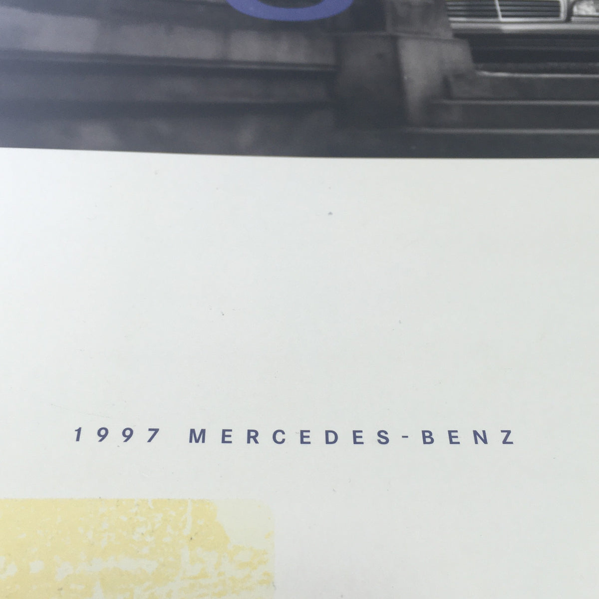 Detail of the 1997 Mercedes-Benz S-Class Dealership Car Auto Brochure Catalog with a focus on the cover design and 1997 imprint.