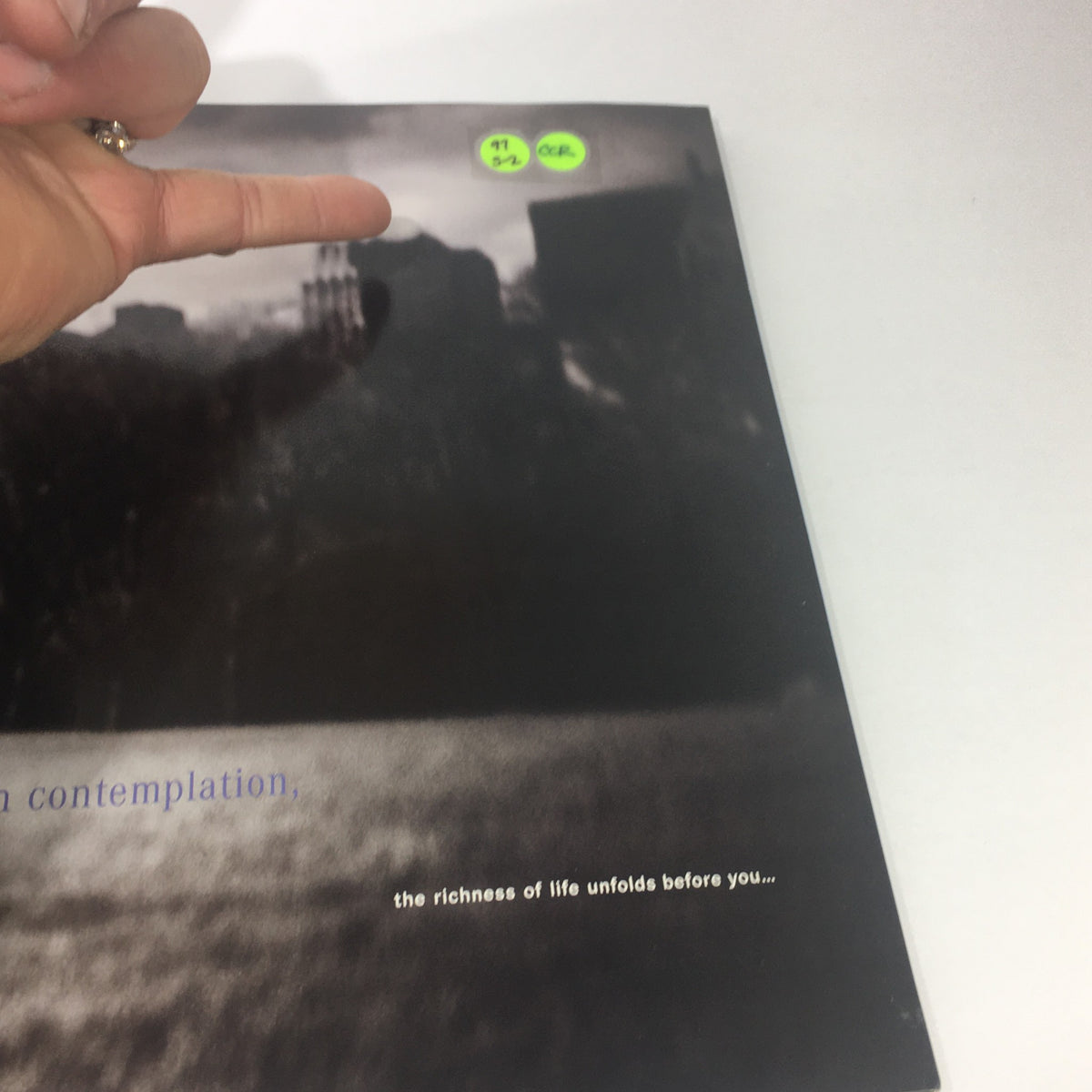 Cover image of the 1997 Mercedes-Benz S-Class Dealership Car Auto Brochure Catalog, featuring a contemplative theme with the text 'the richness of life unfolds before you.'