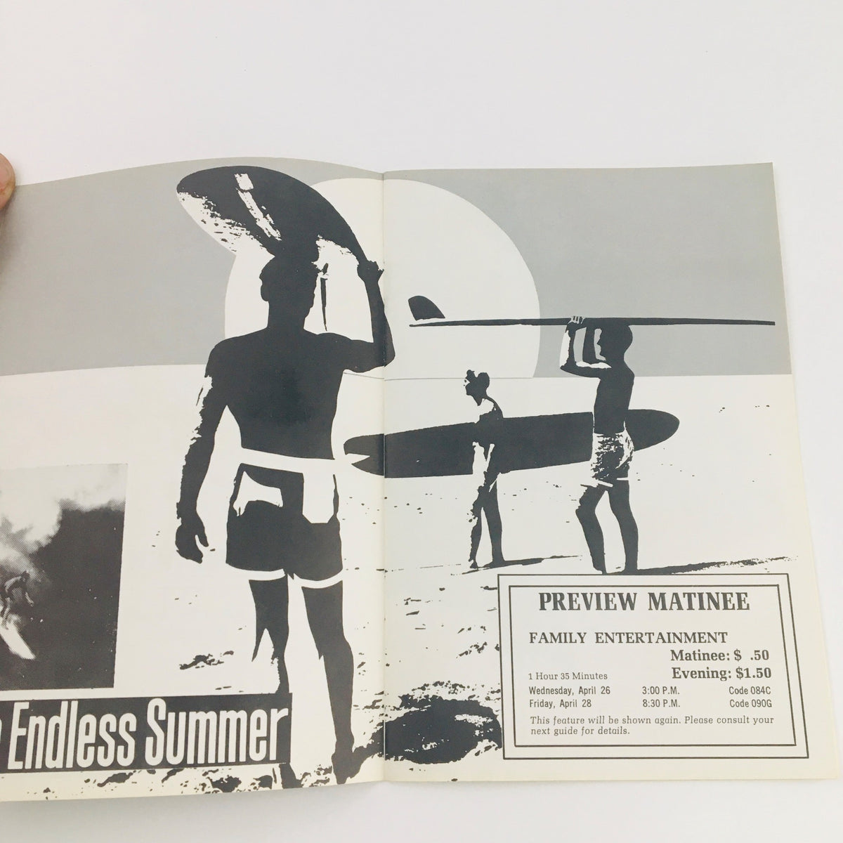 Interior of STV Magazine featuring a preview for 'The Endless Summer' and showcasing vintage movie advertisements from April 1967.