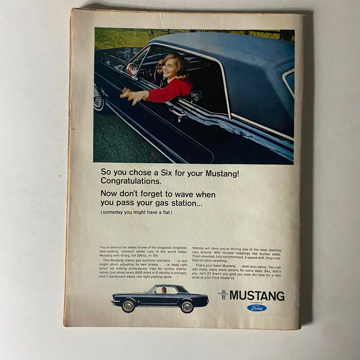 Back cover of Time Magazine March 11, 1966 Vol 87 No. 10, featuring a vintage Ford Mustang advertisement targeting car enthusiasts.