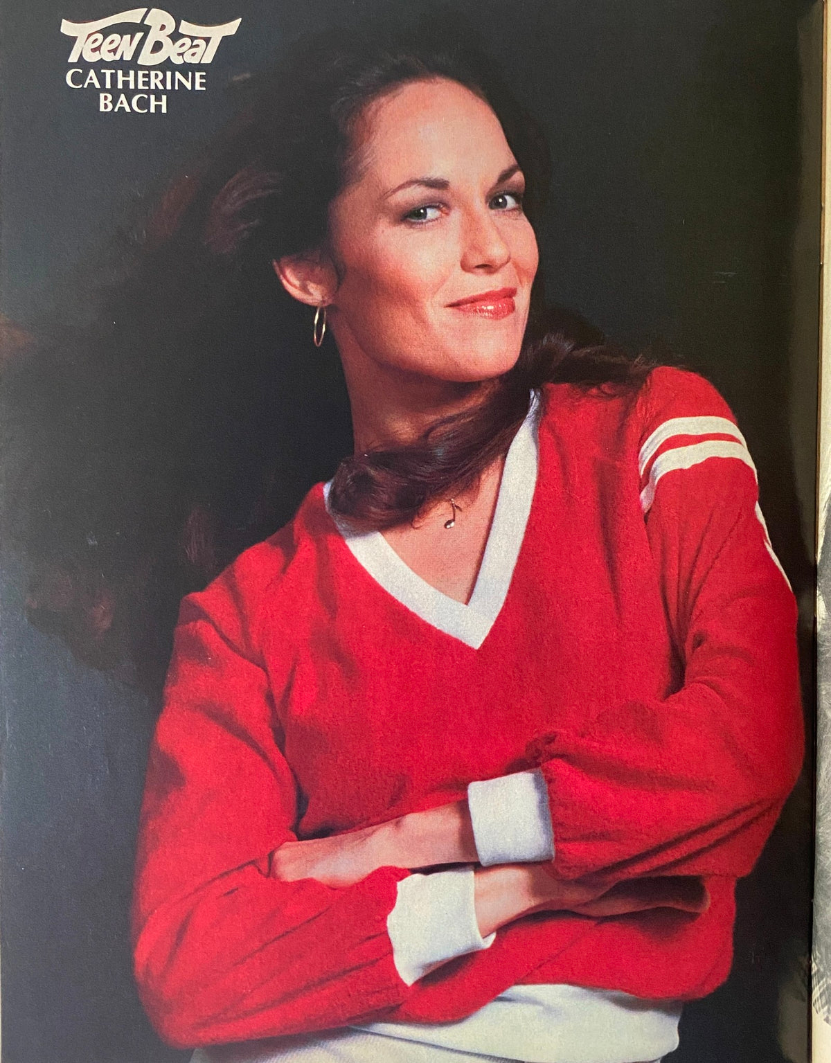 Teen Beat Magazine June 1980 featuring Catherine Bach in a red sweater, showcasing her stylish look and confident smile.