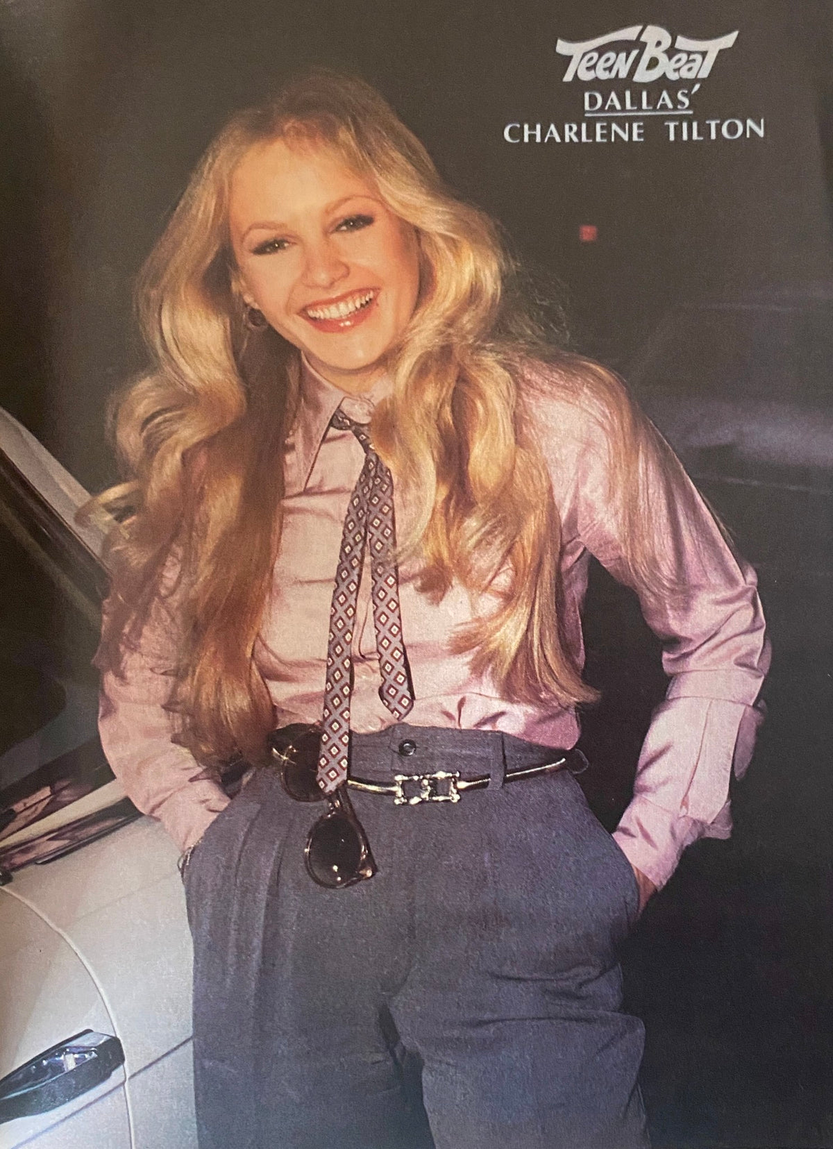 Teen Beat Magazine July 1980 cover featuring Charlene Tilton, smiling and dressed in a chic outfit, representing glamour and pop culture of the 1980s.