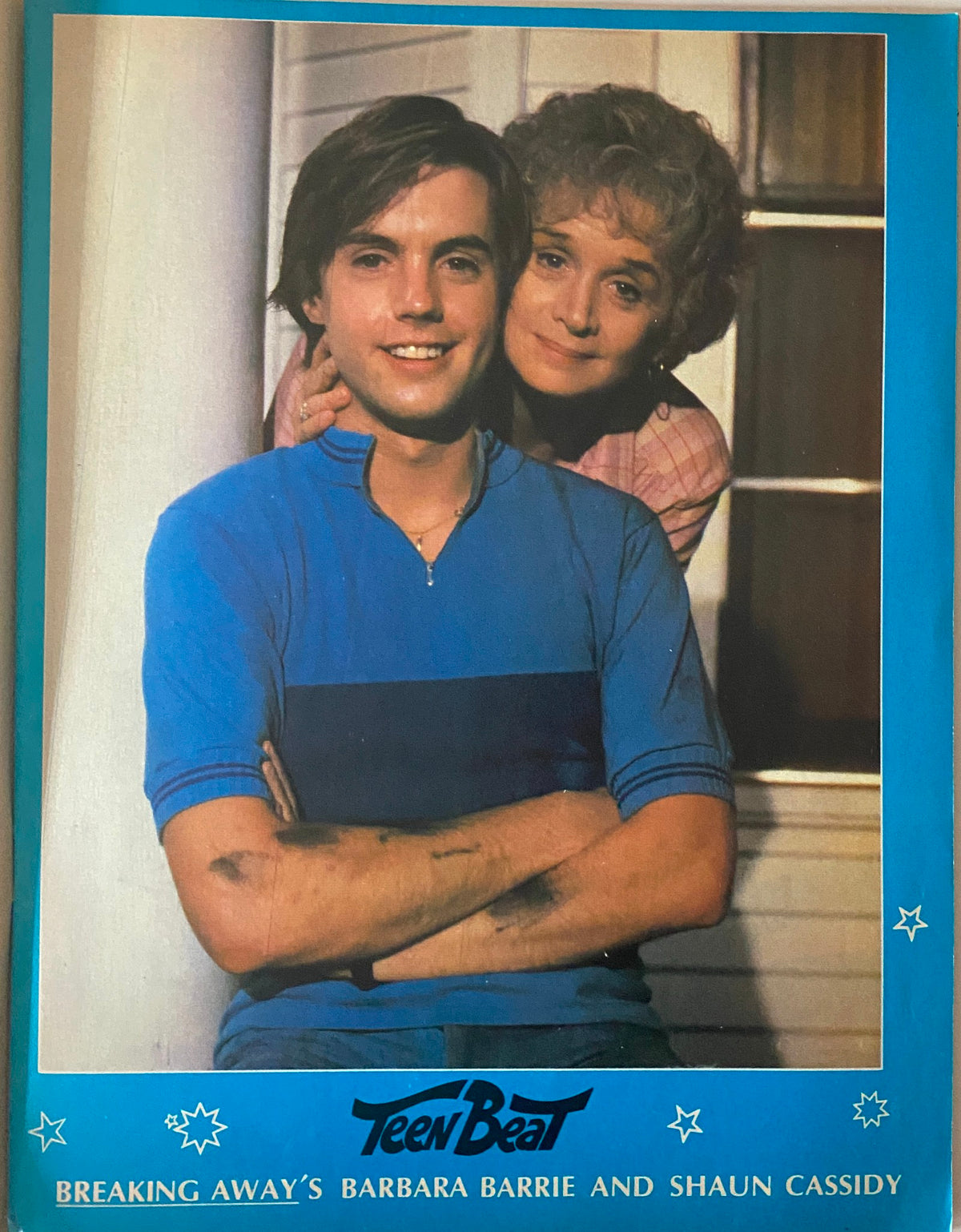 Teen Beat Magazine November 1980 cover photo of Shaun Cassidy and Barbara Barrie, showcasing their appearance in the film 'Breaking Away'.