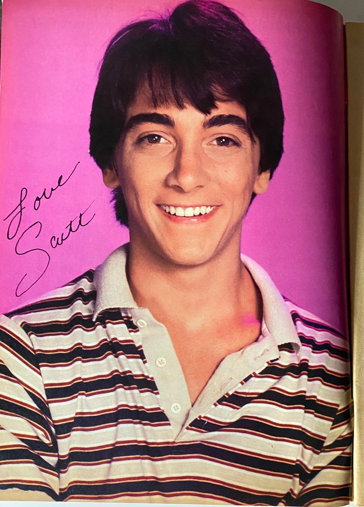 Full-color pinup photo of Scott Baio featured in Teen Machine Magazine May 1982, showcasing his charming smile.