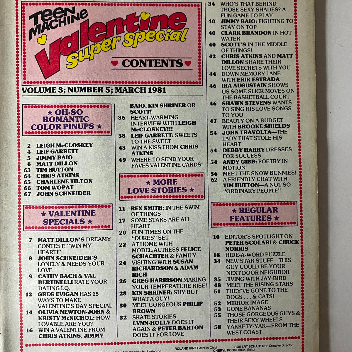 Teen Machine Magazine March 1981 Matt Dillon, John Schneider No Label