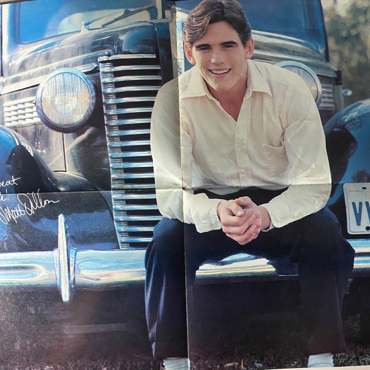 Fold-out poster image of Matt Dillon featured in the Tiger Beat Poster Special Magazine 1982, portraying vintage celebrity charm.