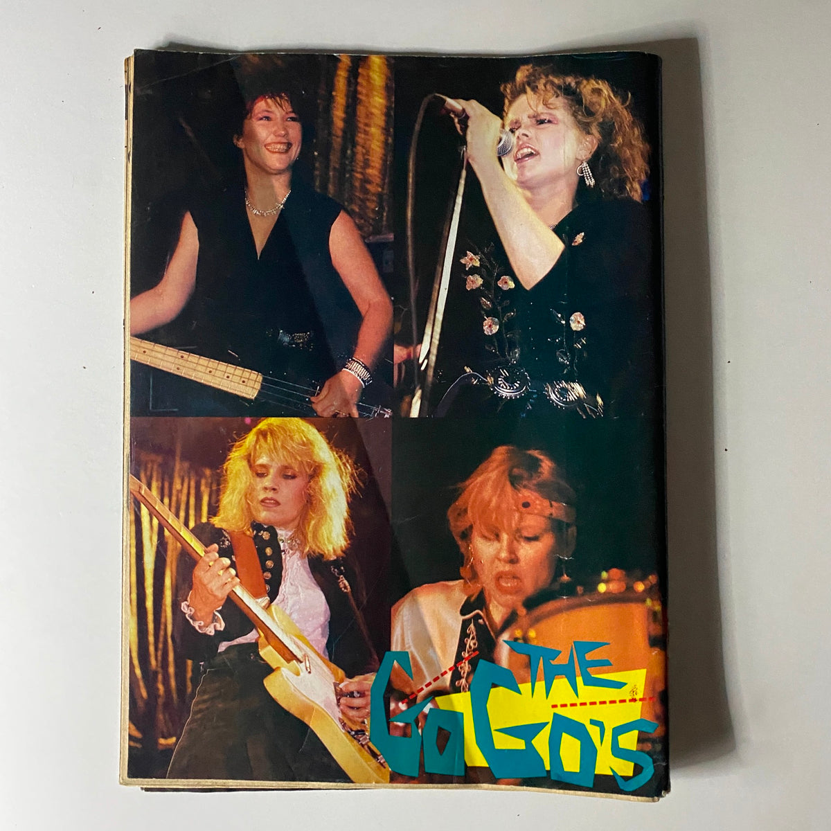 Vintage 1982 Tiger Beat Poster Special Magazine showcasing a collage of The Go-Go's performing live, highlighting the excitement of 80s music culture.