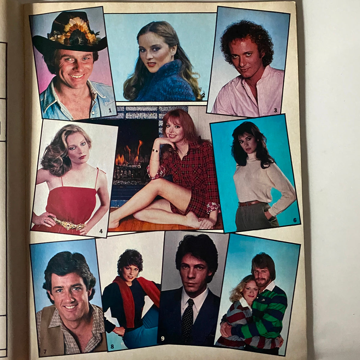 Collage of soap stars featured in the Photoplay Soaperstar Magazine Summer 1982, including famous actors in vibrant poses.